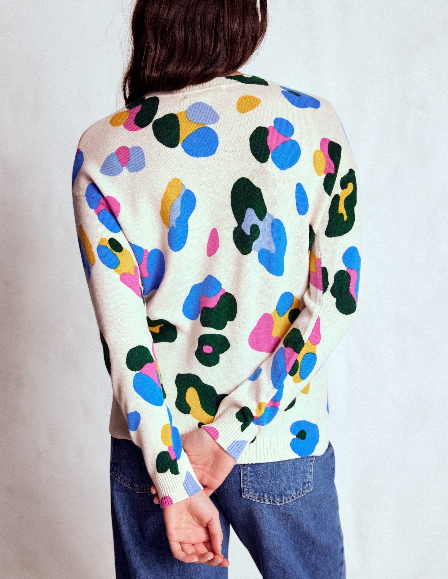 Lydia Cashmere Jumper-Warm Ivory, Leopard