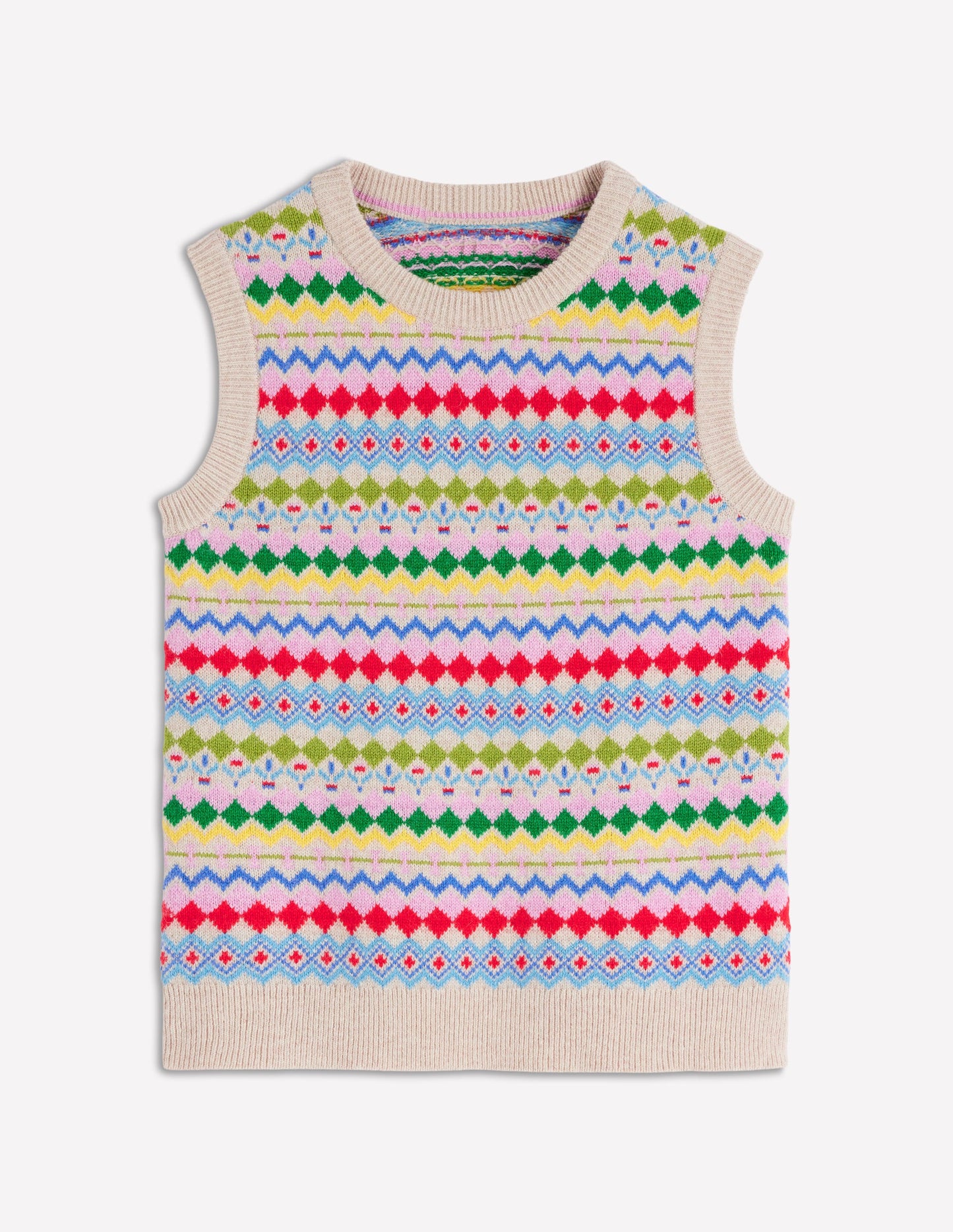 Edie Fair Isle Tank-Oatmeal Melange, Multi