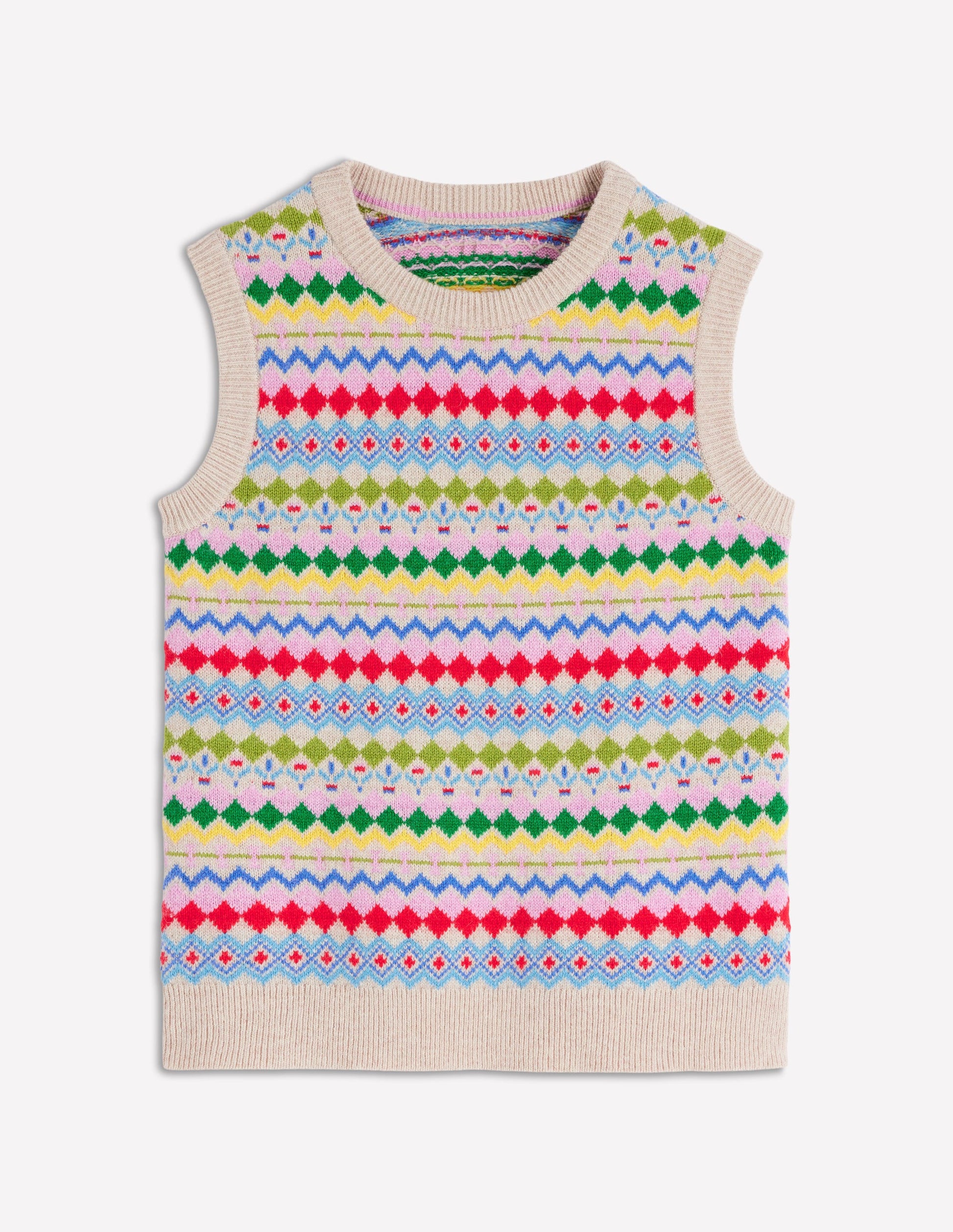 Edie Fair Isle Tank-Oatmeal Melange, Multi-7