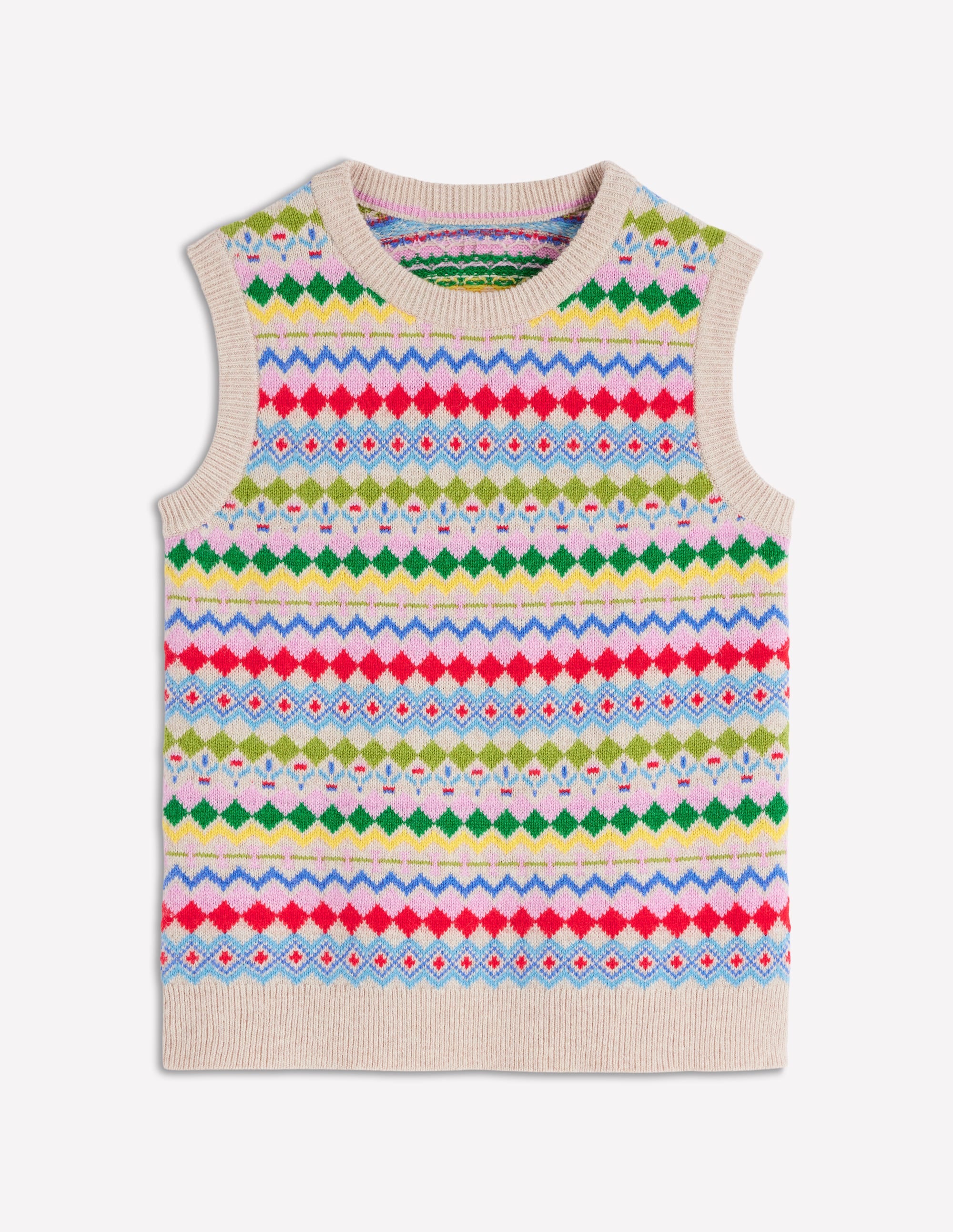 Edie Fair Isle Tank-Oatmeal Melange, Multi - Image 9