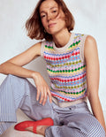 Edie Fair Isle Tank-Oatmeal Melange, Multi