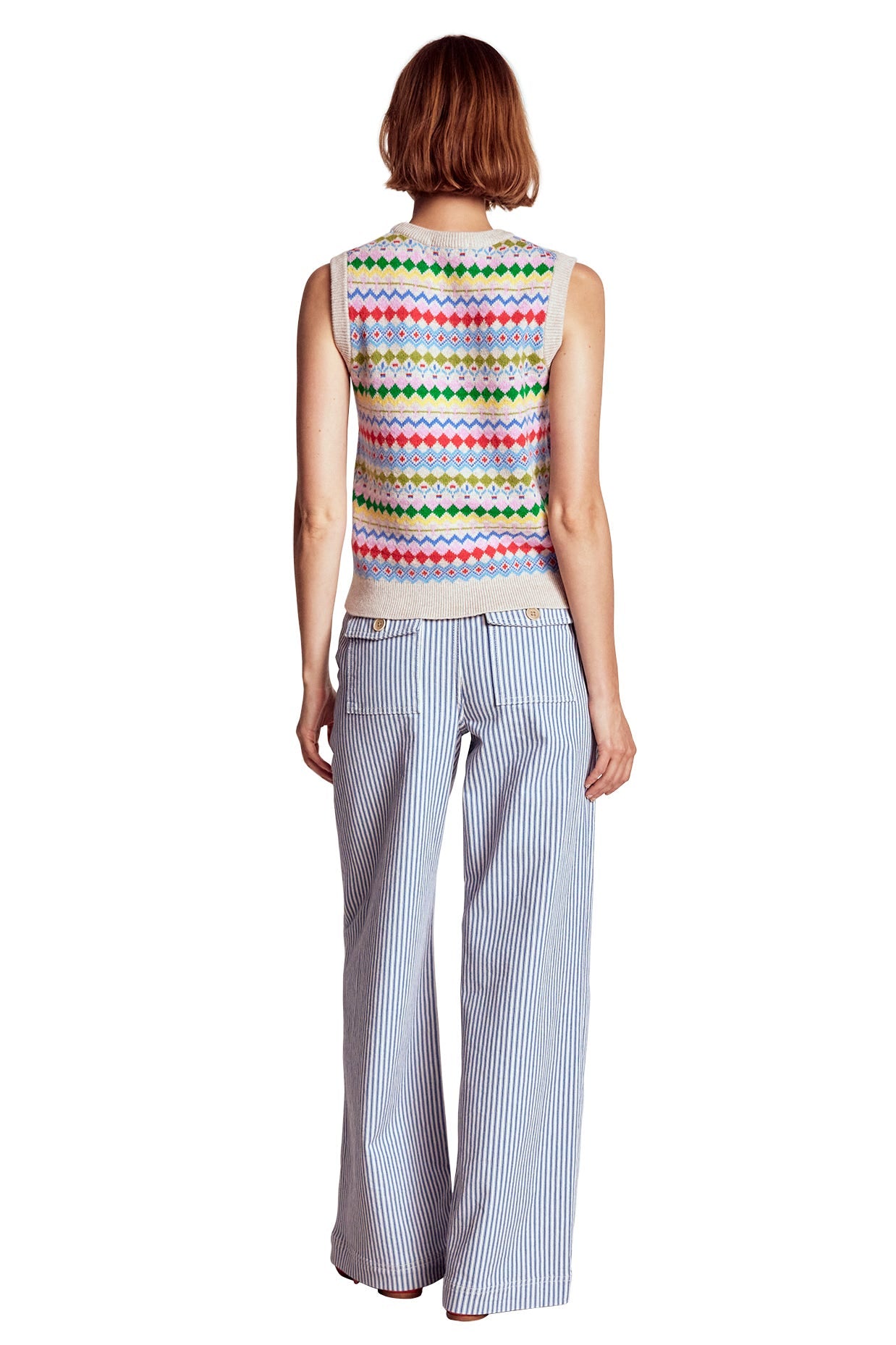 Edie Fair Isle Tank-Oatmeal Melange, Multi - Image 7