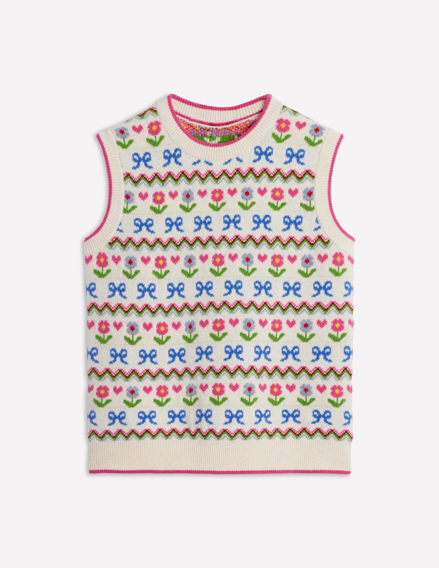 Edie Fair Isle Tank-Oatmeal Melange, Flowers