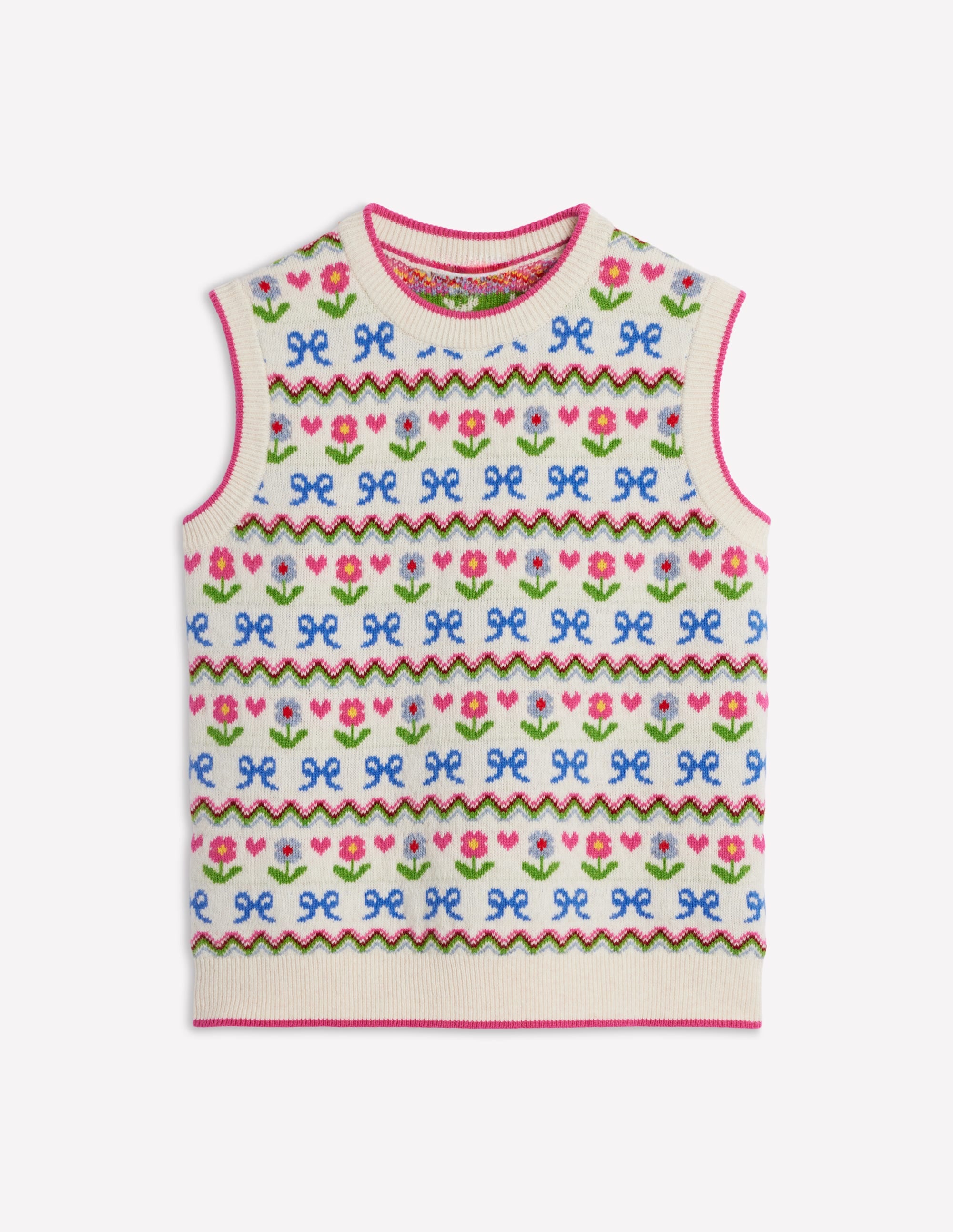 Edie Fair Isle Tank-Oatmeal Melange, Flowers - Image 6