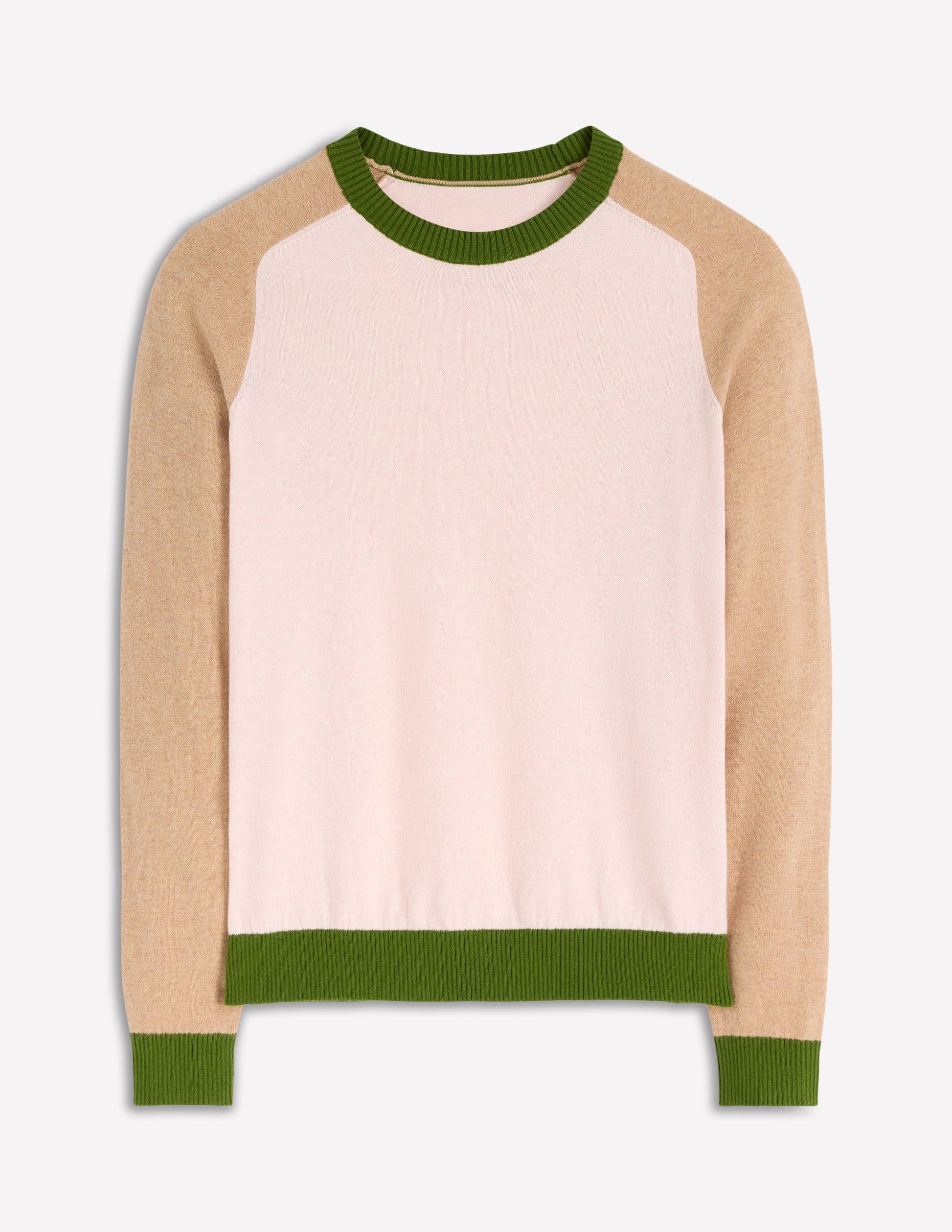 Meg Raglan Sleeve Jumper-Pink, Green Colour Block-4