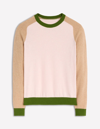 Meg Raglan Sleeve Jumper-Pink, Green Colour Block-4