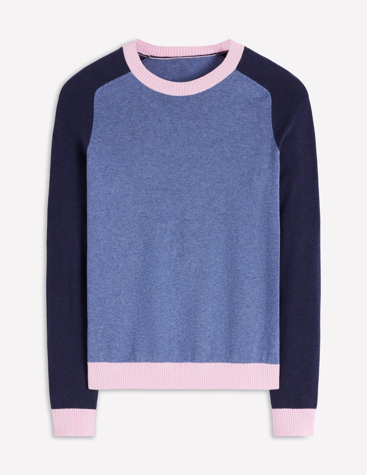 Meg Raglan Sleeve Jumper-Blue, Pink Colour Block