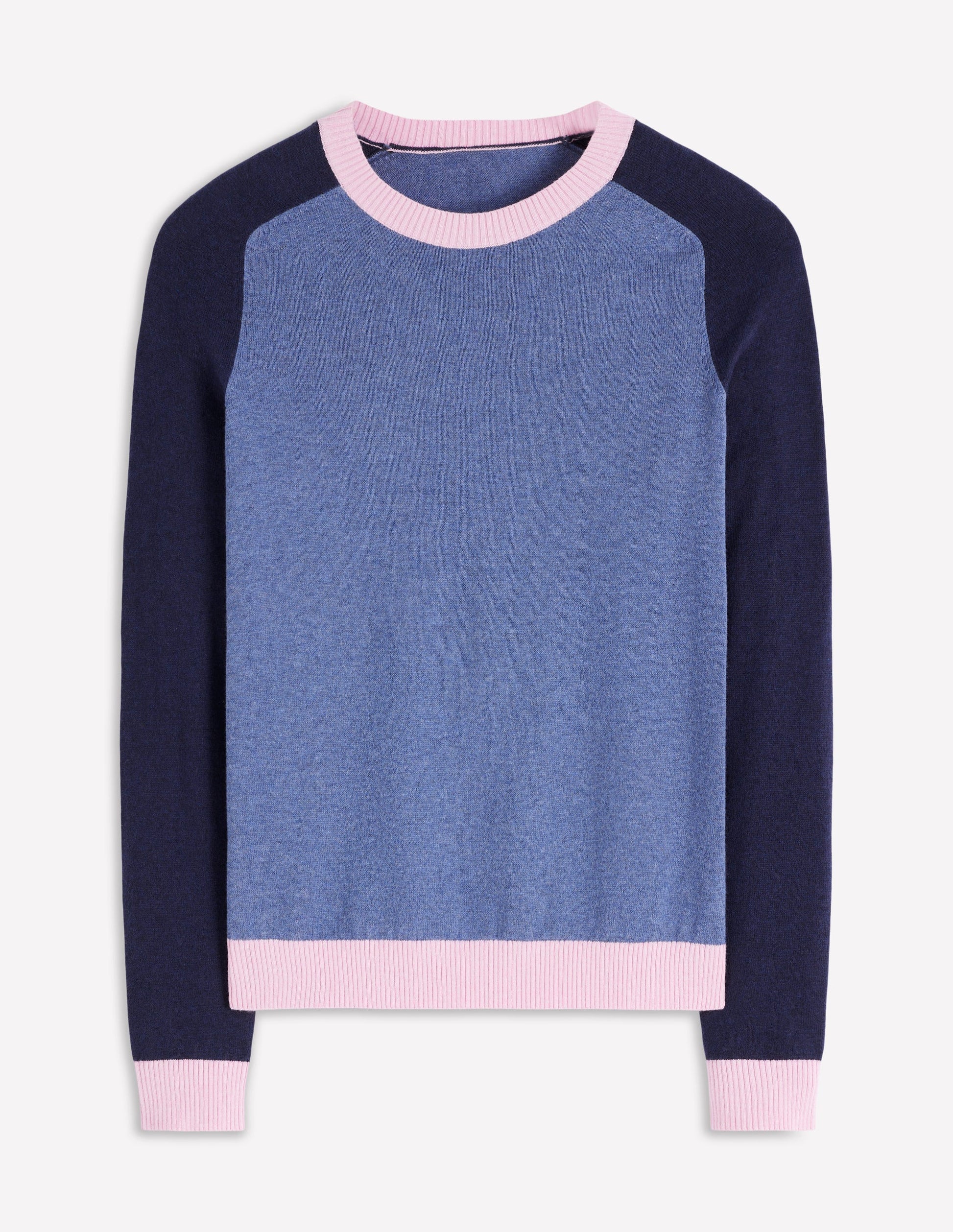 Meg Raglan Sleeve Jumper-Blue, Pink Colour Block-5