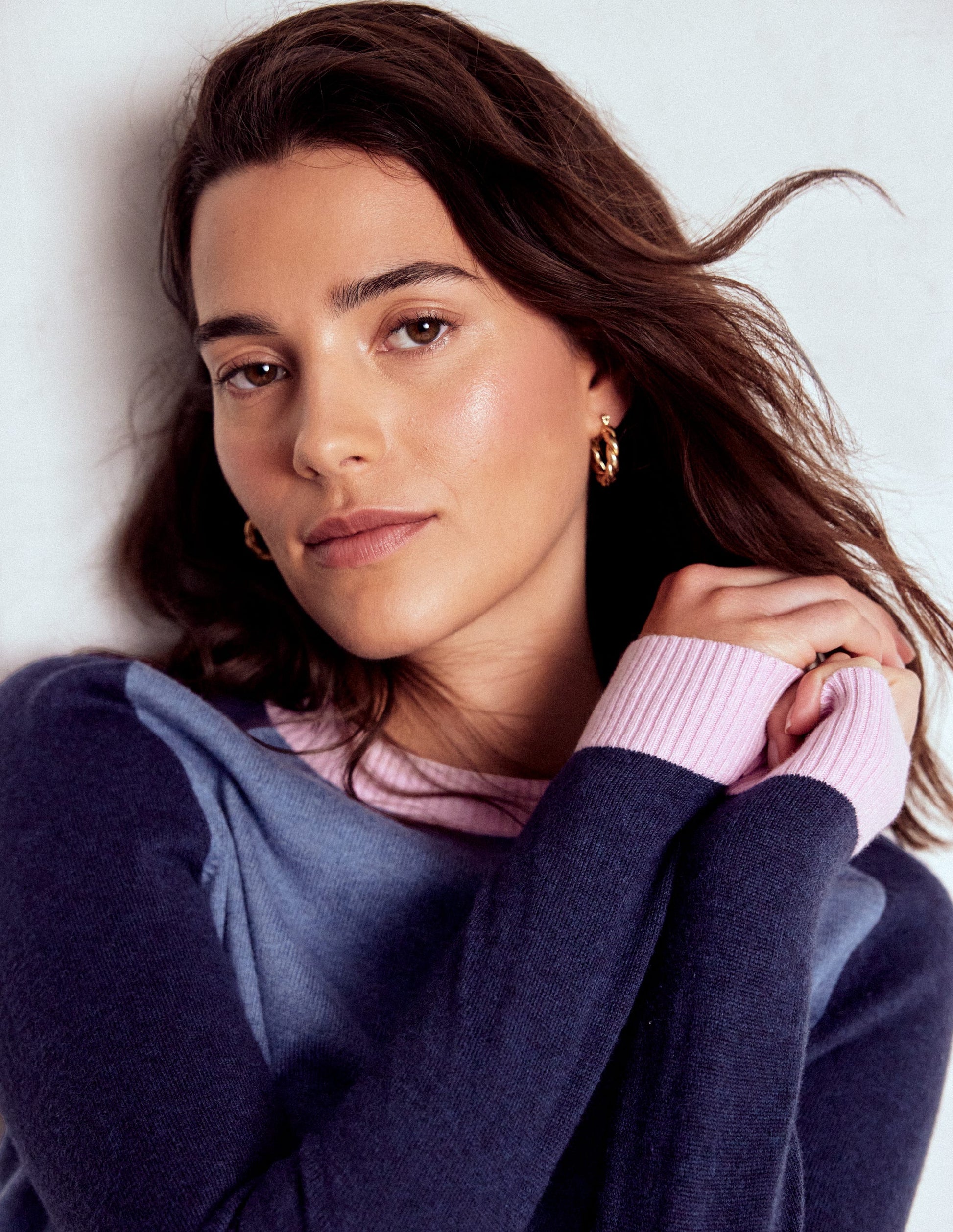 Meg Raglan Sleeve Jumper-Blue, Pink Colour Block-4