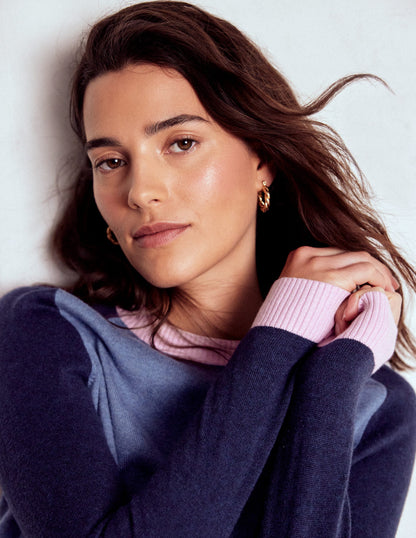 Meg Raglan Sleeve Jumper-Blue, Pink Colour Block-4