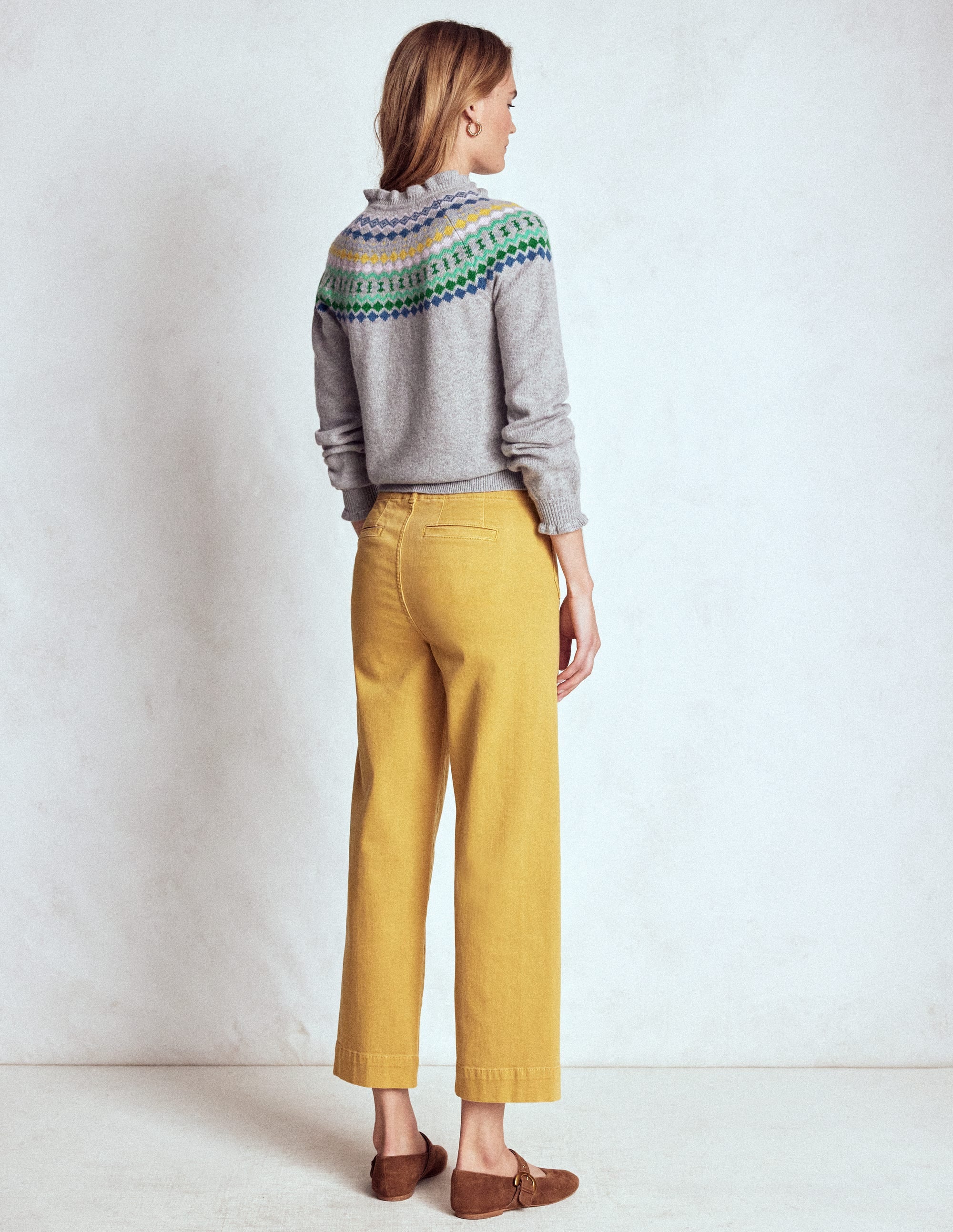 Fae Fair Isle Frilled Cardigan-Grey Melange - Image 6
