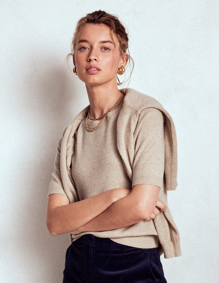 Eva Cashmere T-Shirt-Chinchilla Melange