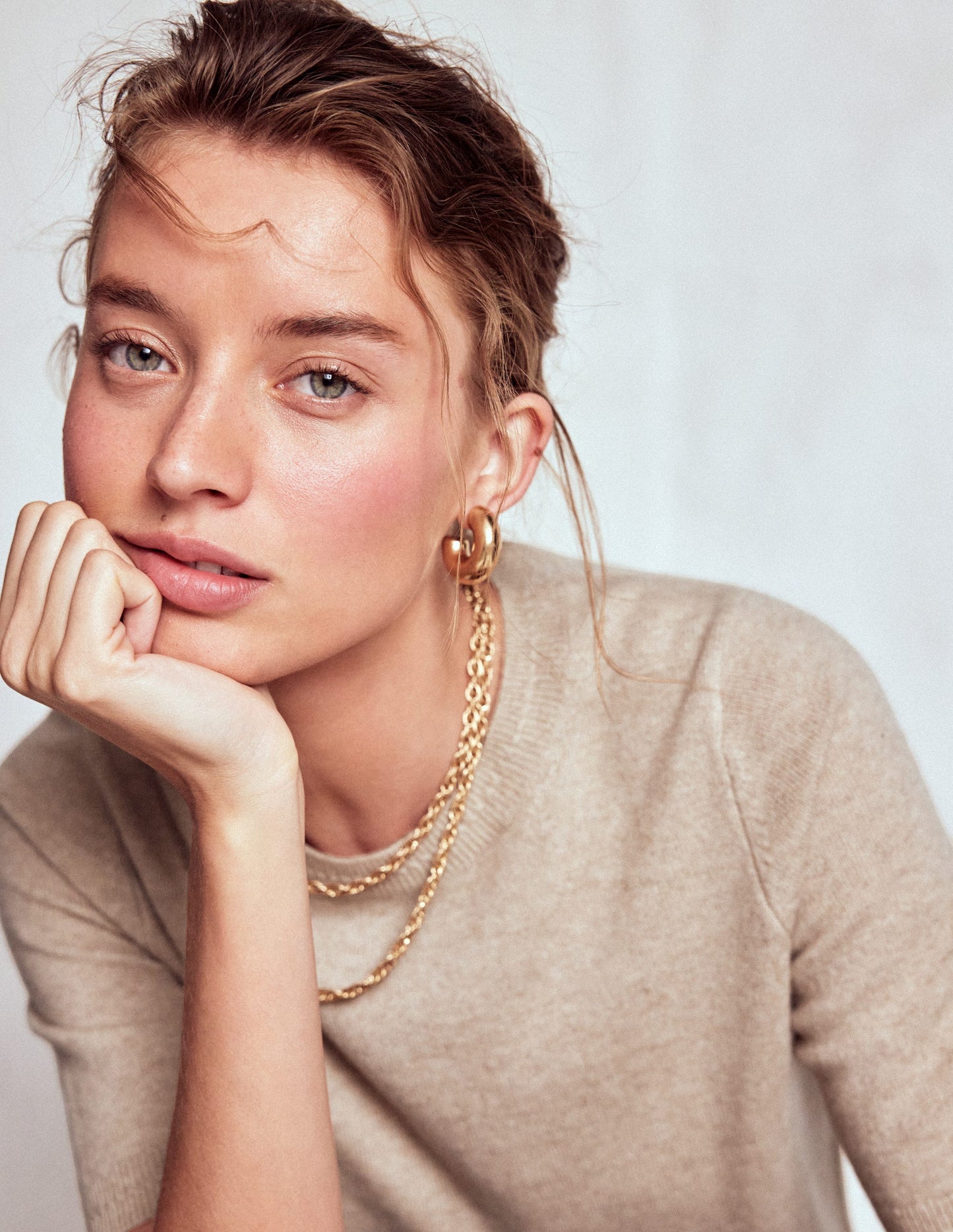 Eva Cashmere T-Shirt-Chinchilla Melange