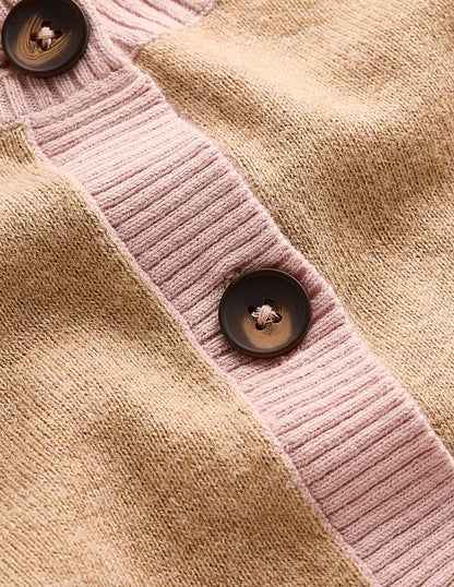 Meg Raglan Sleeve Cardigan-Oatmeal, Green Colour Block-6