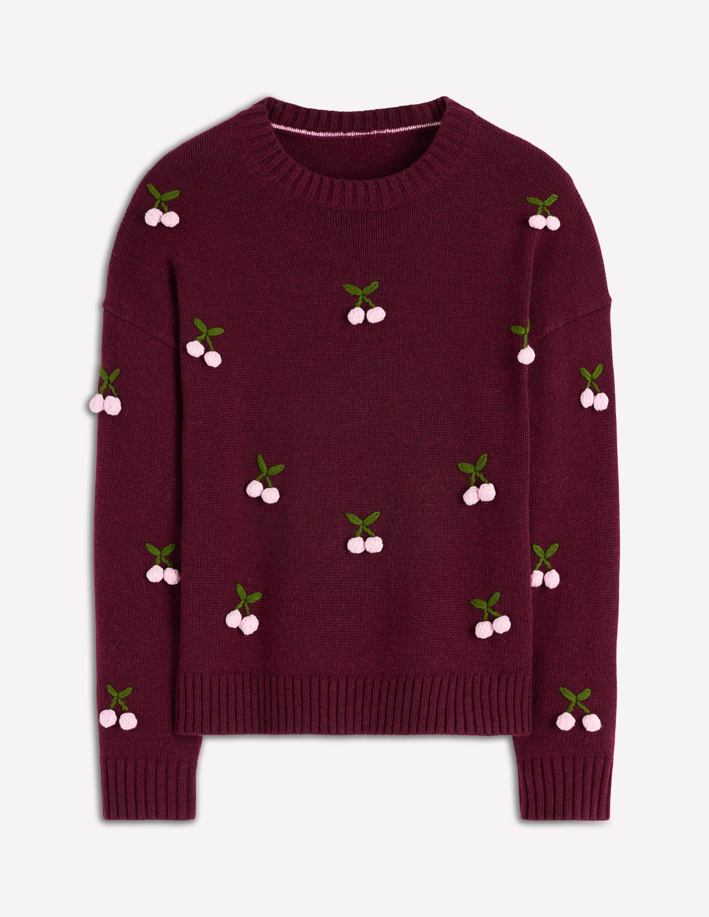 Natalie Embroidered Jumper-Chestnut Melange, Cherry