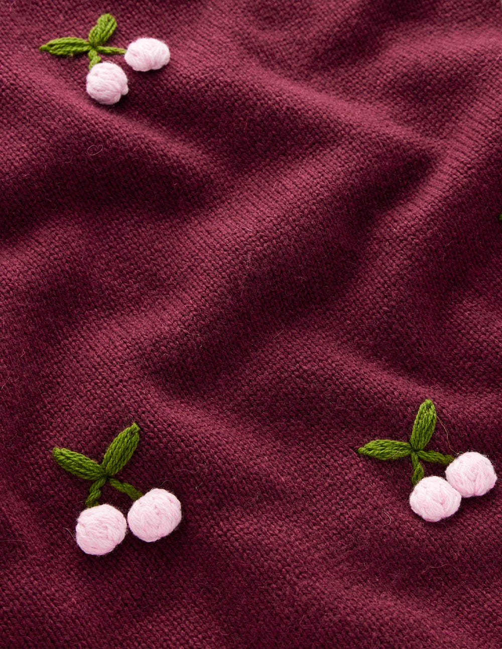 Natalie Embroidered Jumper-Chestnut Melange, Cherry-6