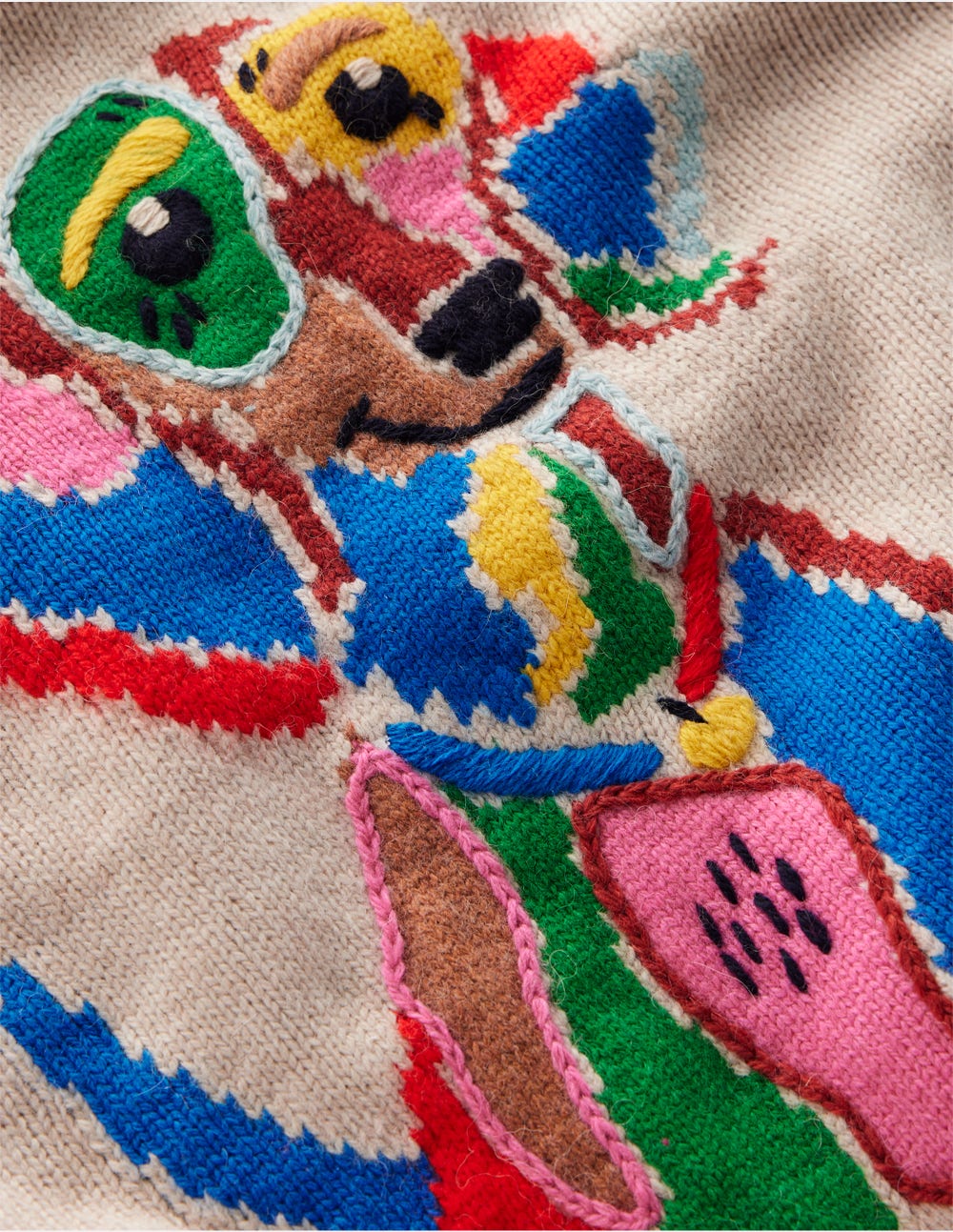 Natalie Embroidered Jumper-Oatmeal Melange, Daschund - Image 6