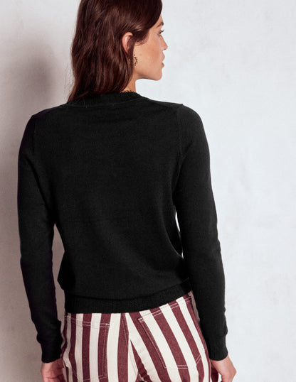 Emilia Cotton Crew Jumper-Black-3