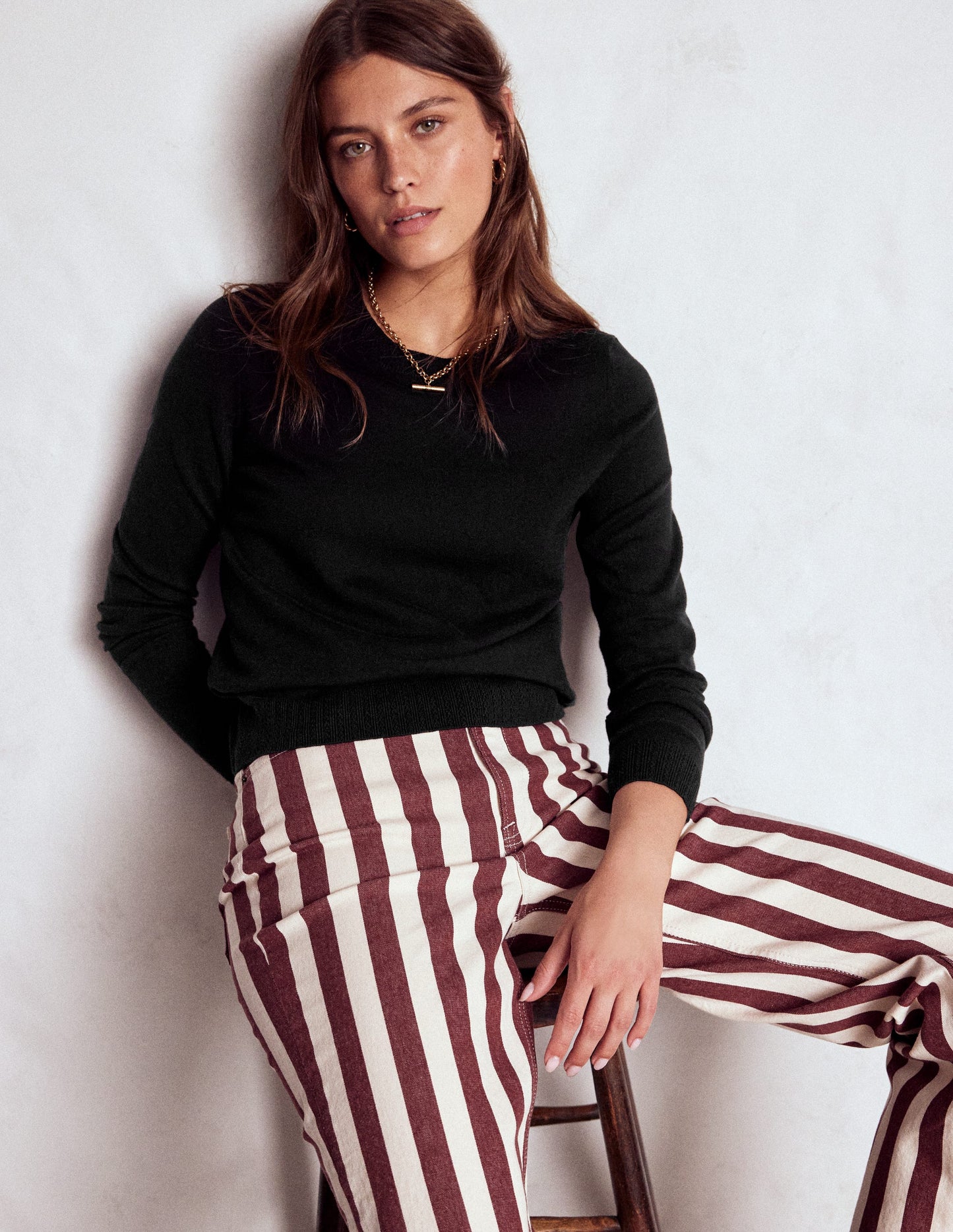 Emilia Cotton Crew Jumper-Black