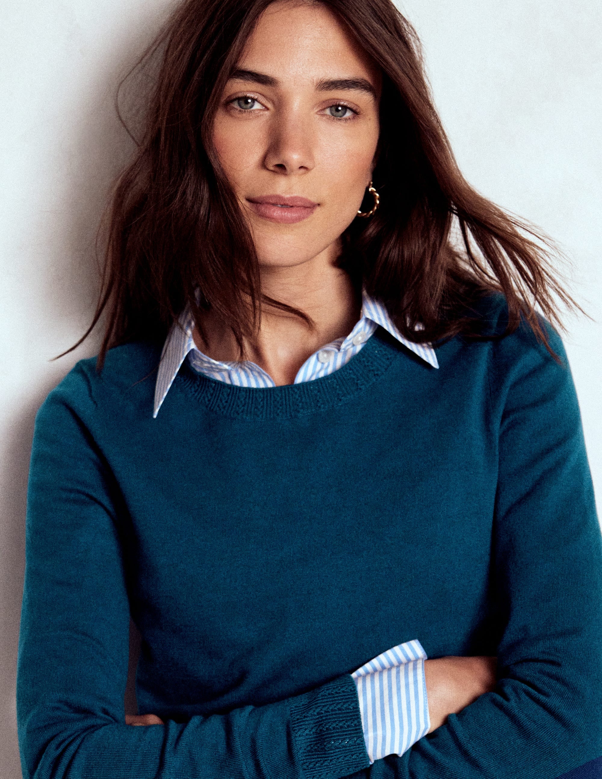 Emilia Cotton Crew Jumper-Harbour Blue - Image 1