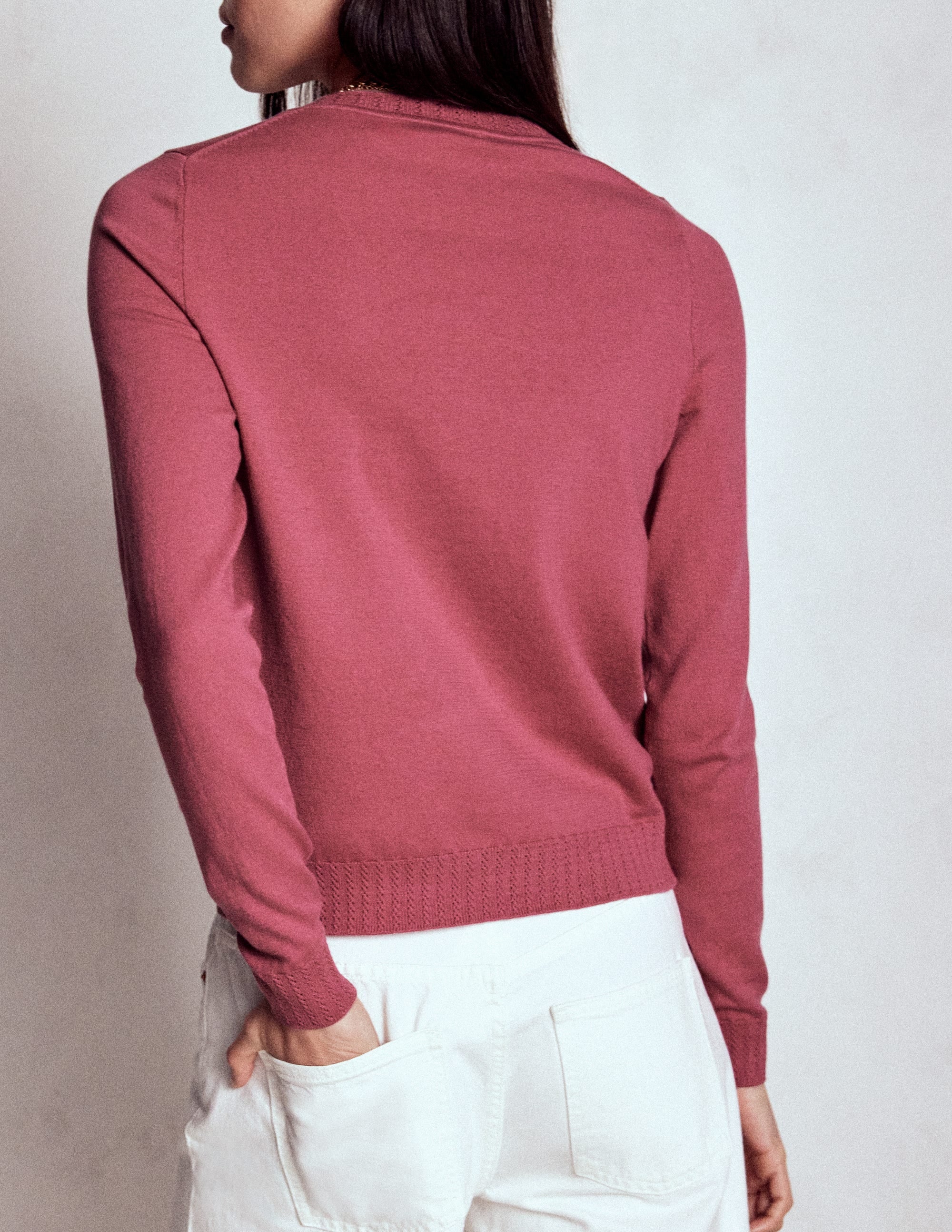 Emilia Cotton Crew Jumper-Pink Heather - Image 3