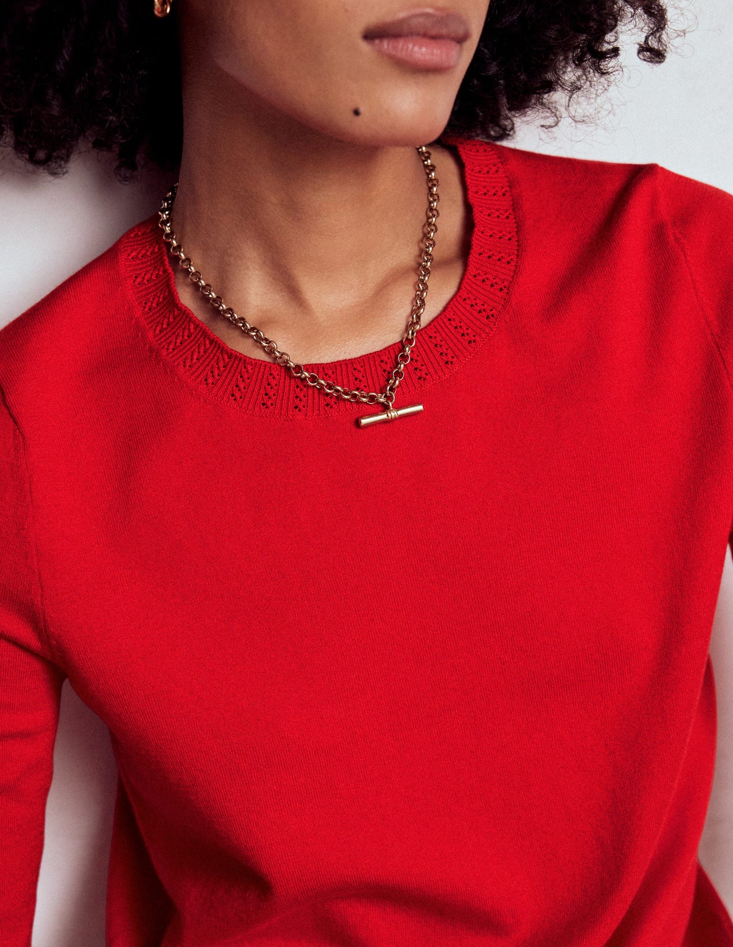 Emilia Cotton Crew Jumper-Poppy Red