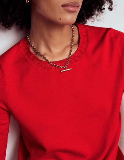 Emilia Cotton Crew Jumper-Poppy Red-2