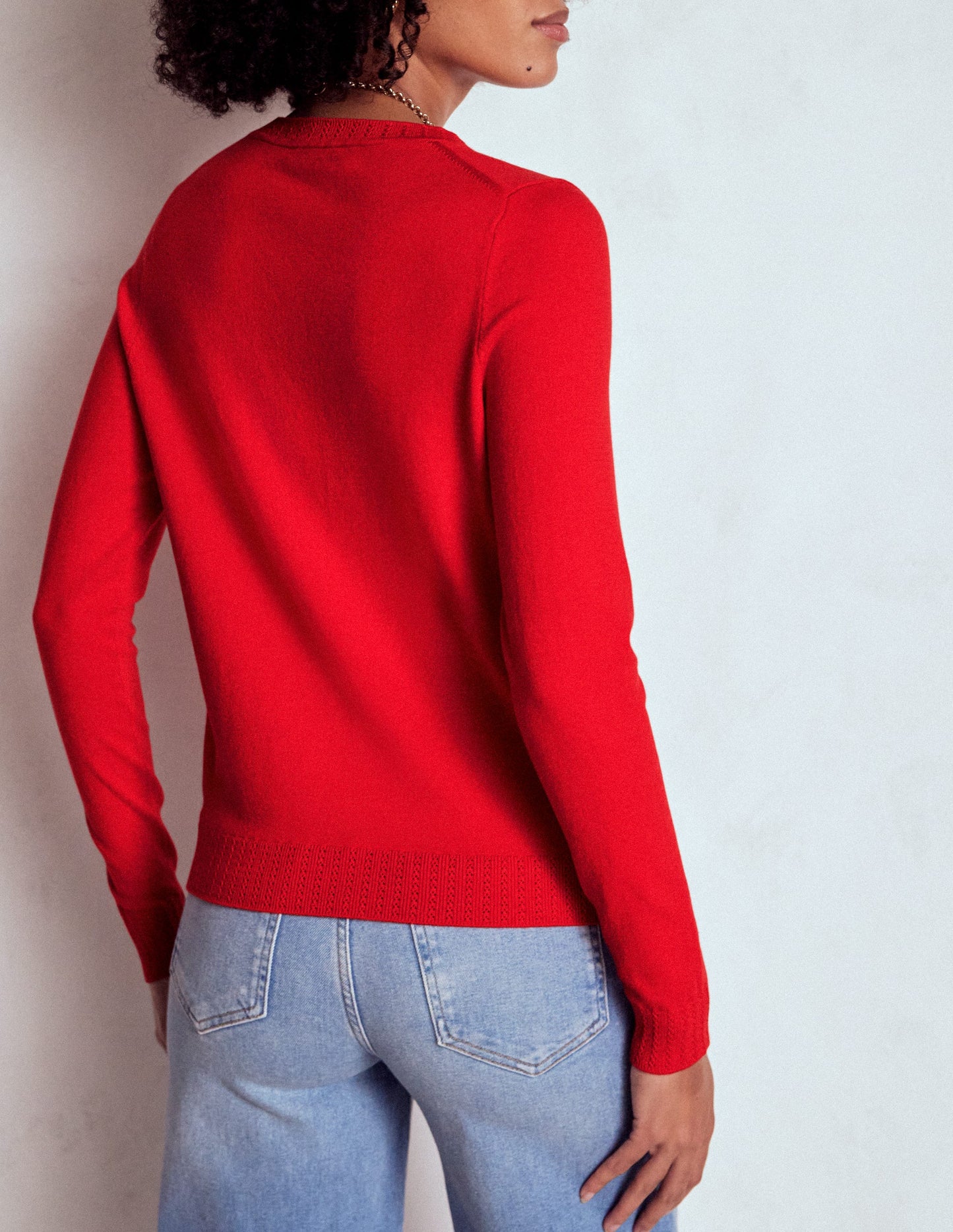 Emilia Cotton Crew Jumper-Poppy Red