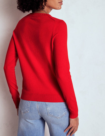 Emilia Cotton Crew Jumper-Poppy Red-3
