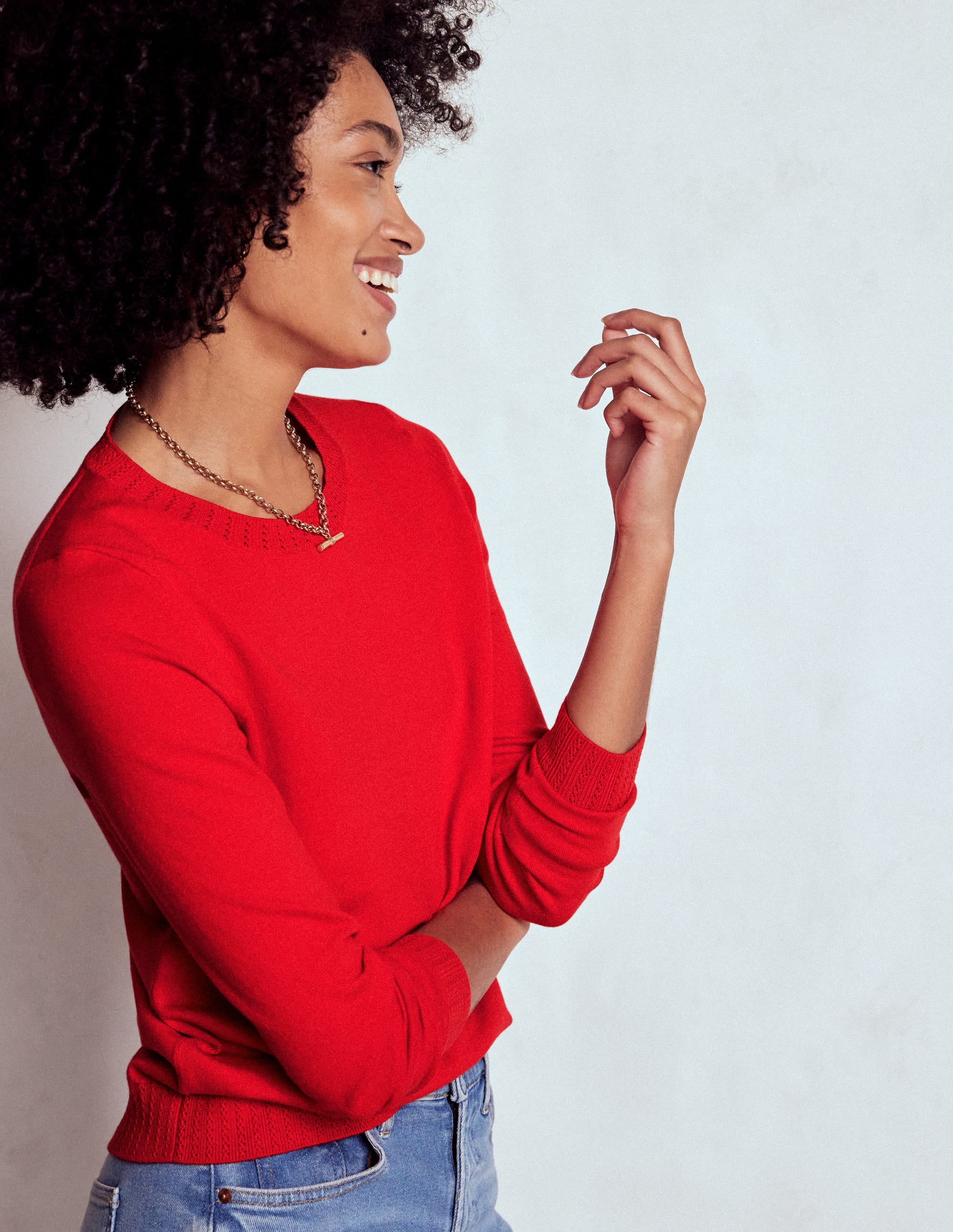 Emilia Cotton Crew Jumper-Poppy Red - Image 4