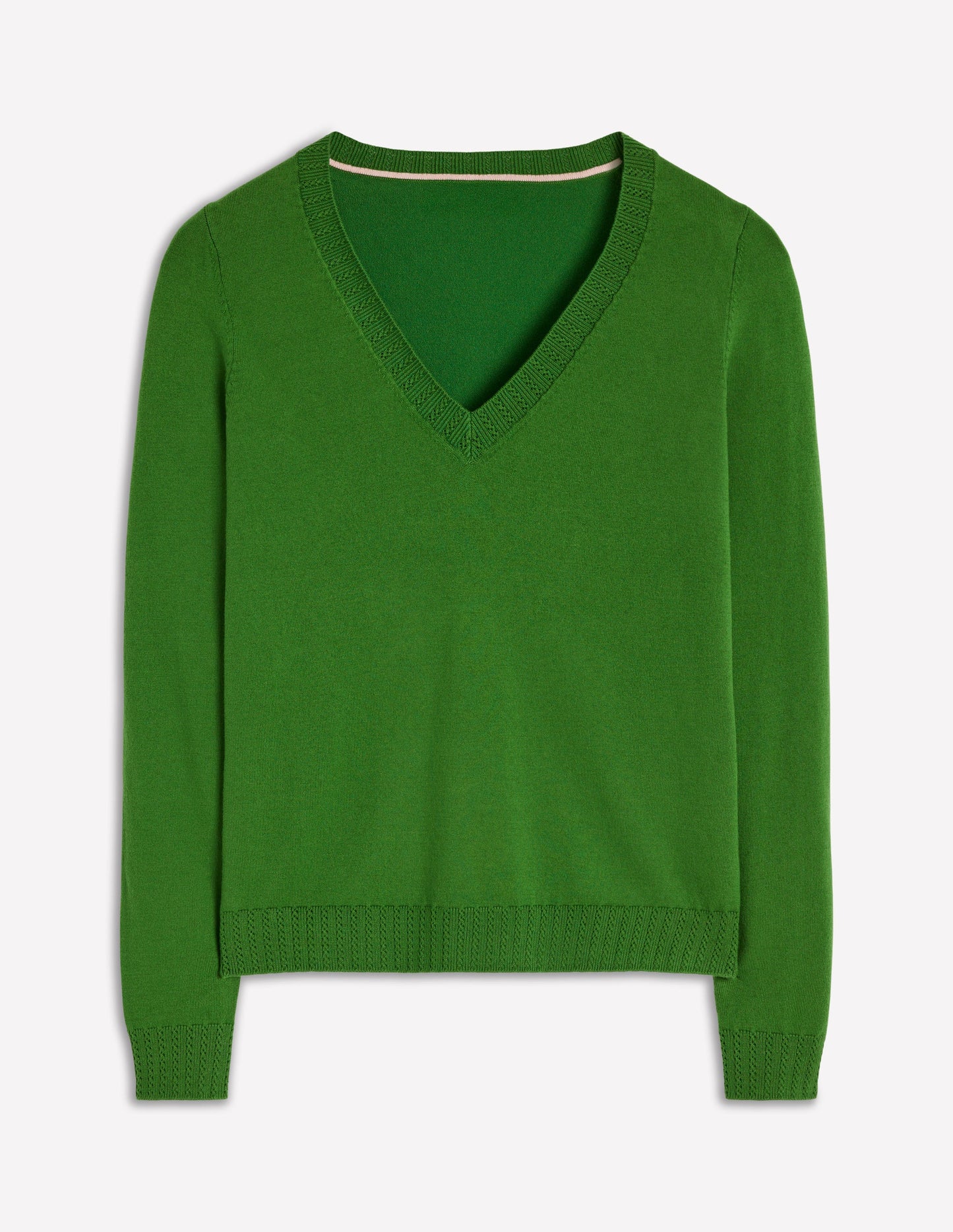 Emilia Cotton V-Neck Jumper-Promenade Green
