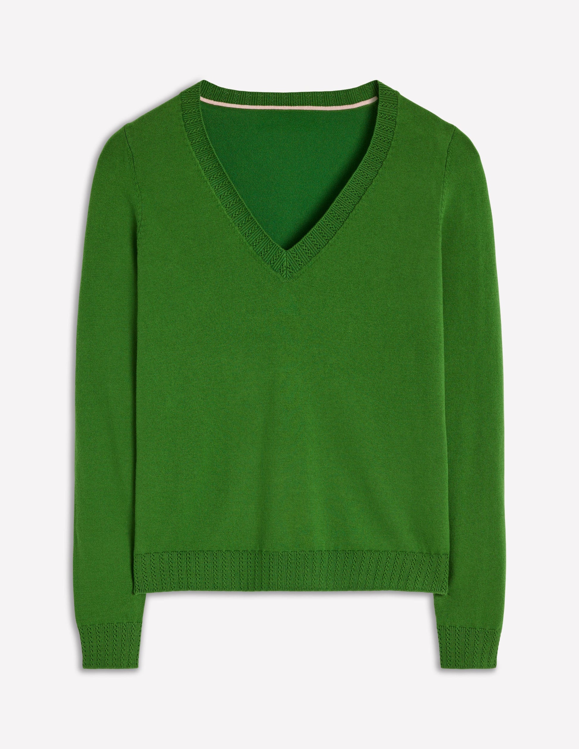 Emilia Cotton V-Neck Jumper-Promenade Green-6