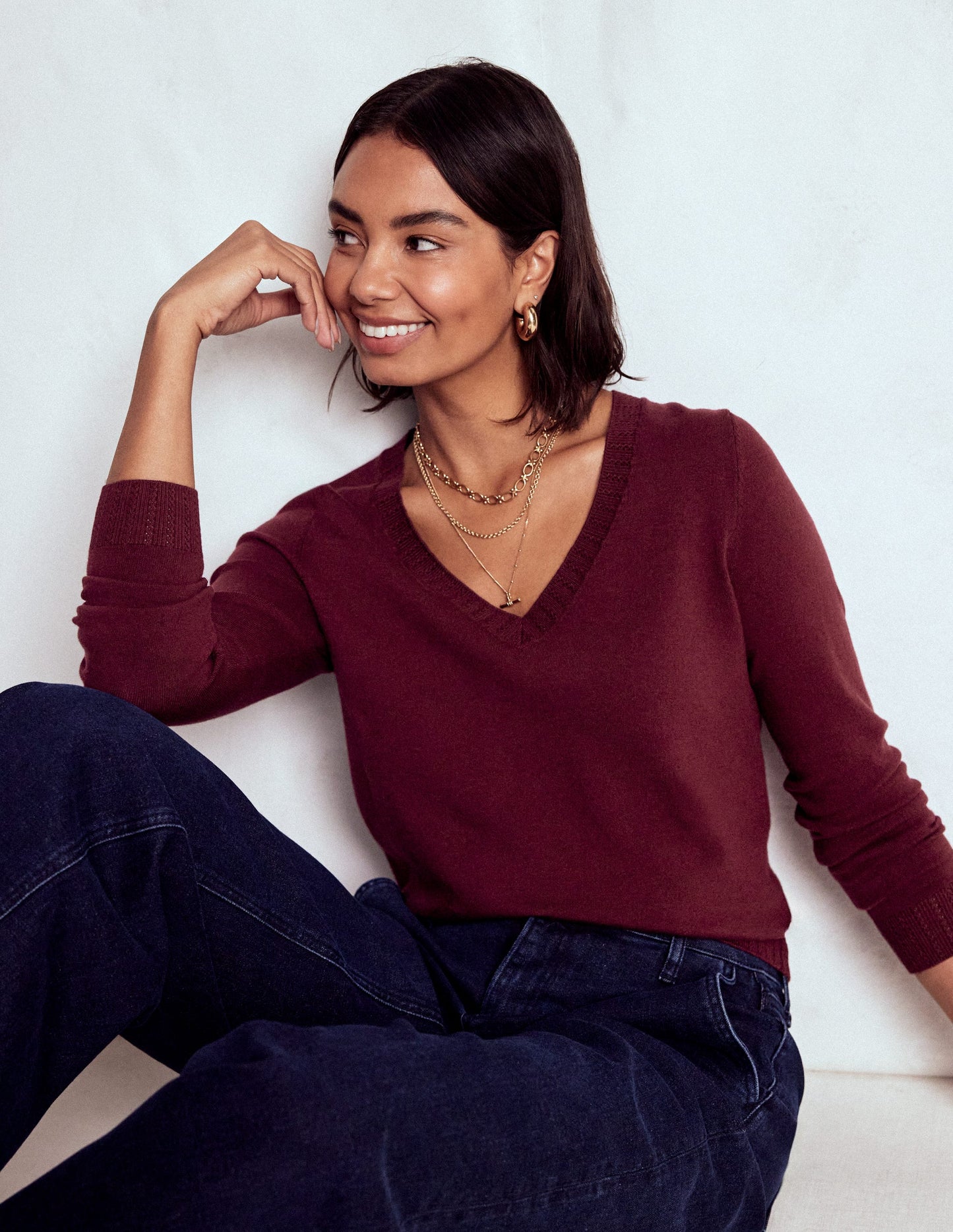 Sleeve Boden Eldon Cotton Jumper Womens Jumpers Boden Eldon