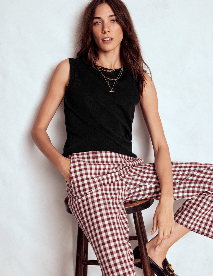 Emilia Cotton Crew Neck Tank-Black