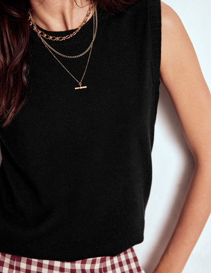 Emilia Cotton Crew Neck Tank-Black-2