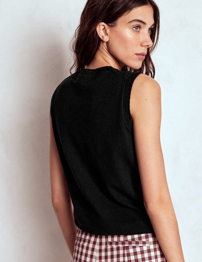 Emilia Cotton Crew Neck Tank-Black-3