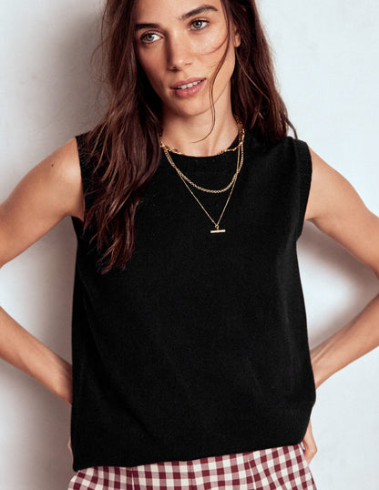 Emilia Cotton Crew Neck Tank-Black-4