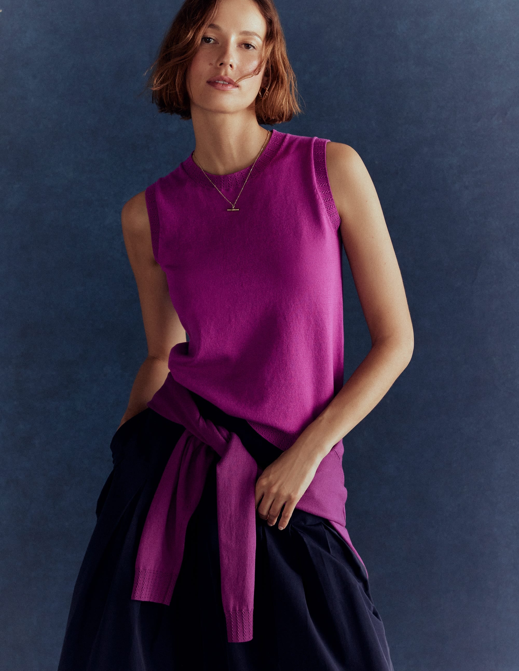 Emilia Cotton Crew Neck Tank-Regal Purple - Image 4