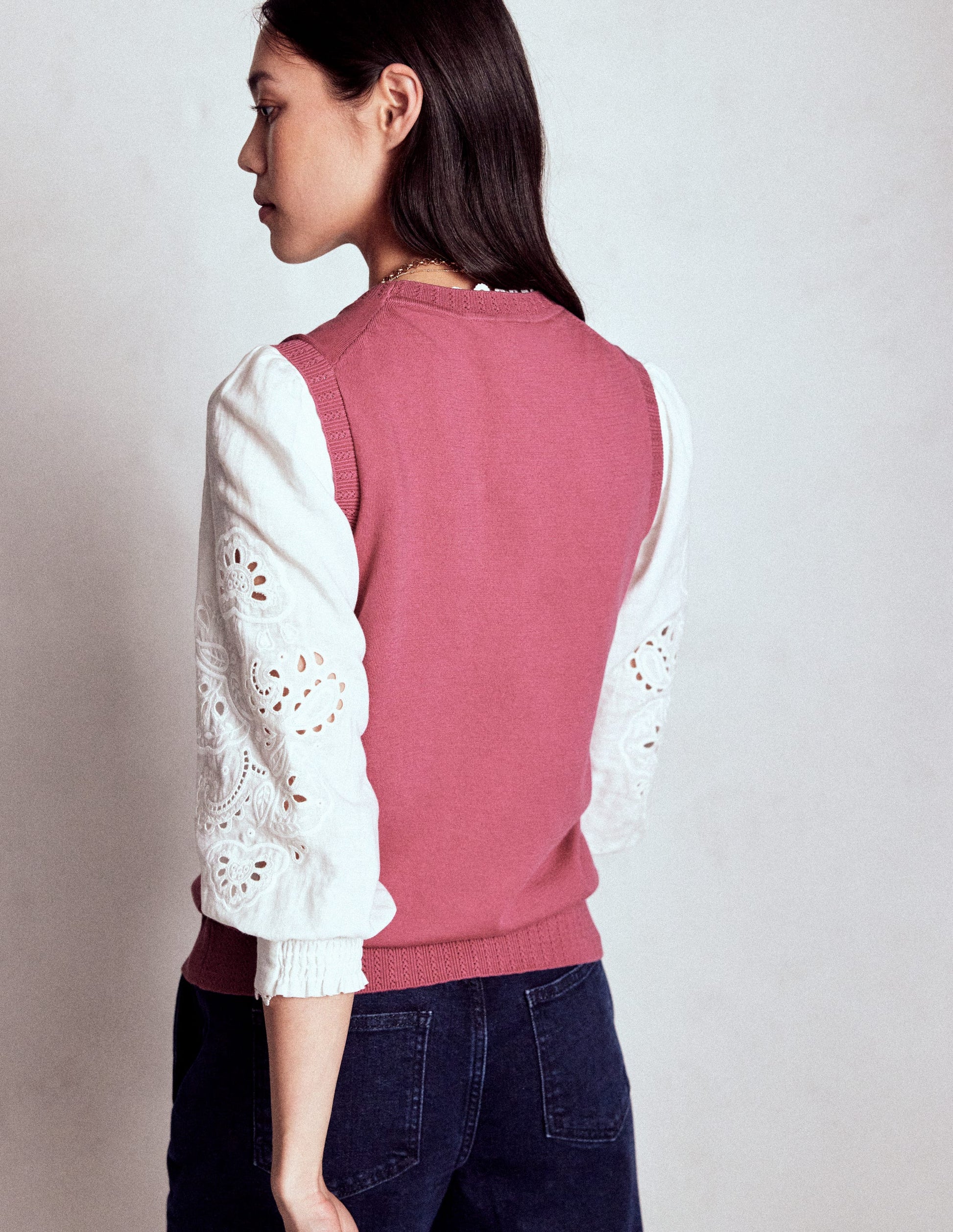 Emilia Cotton Crew Neck Tank-Pink Heather-4