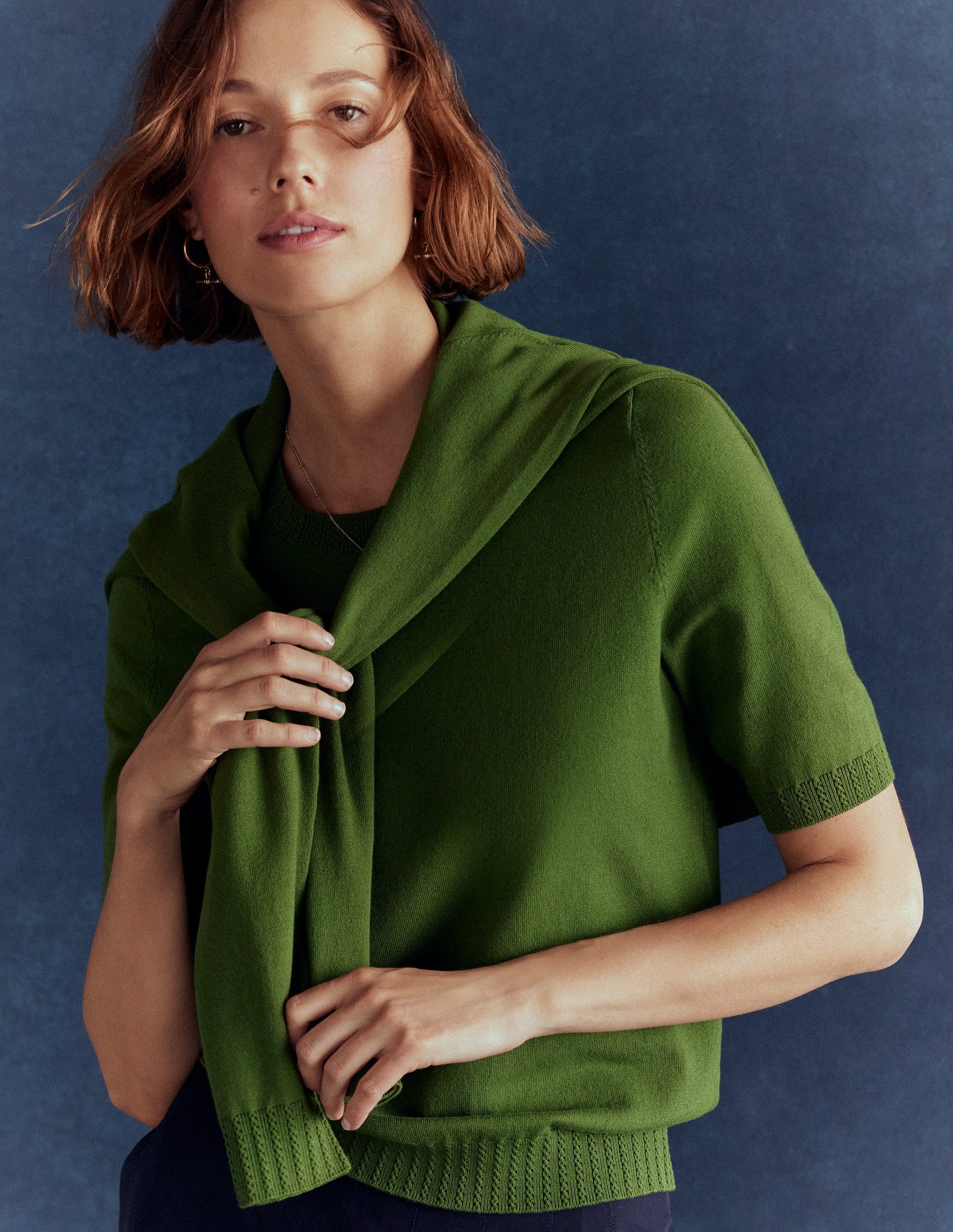 Emilia Cotton Crew T-shirt-Promenade Green