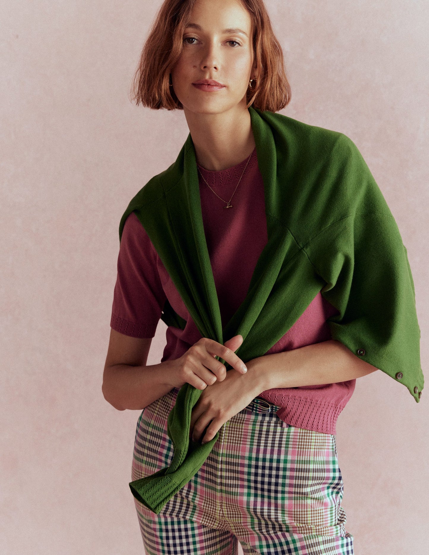 Emilia Cotton Crew T-shirt-Pink Heather