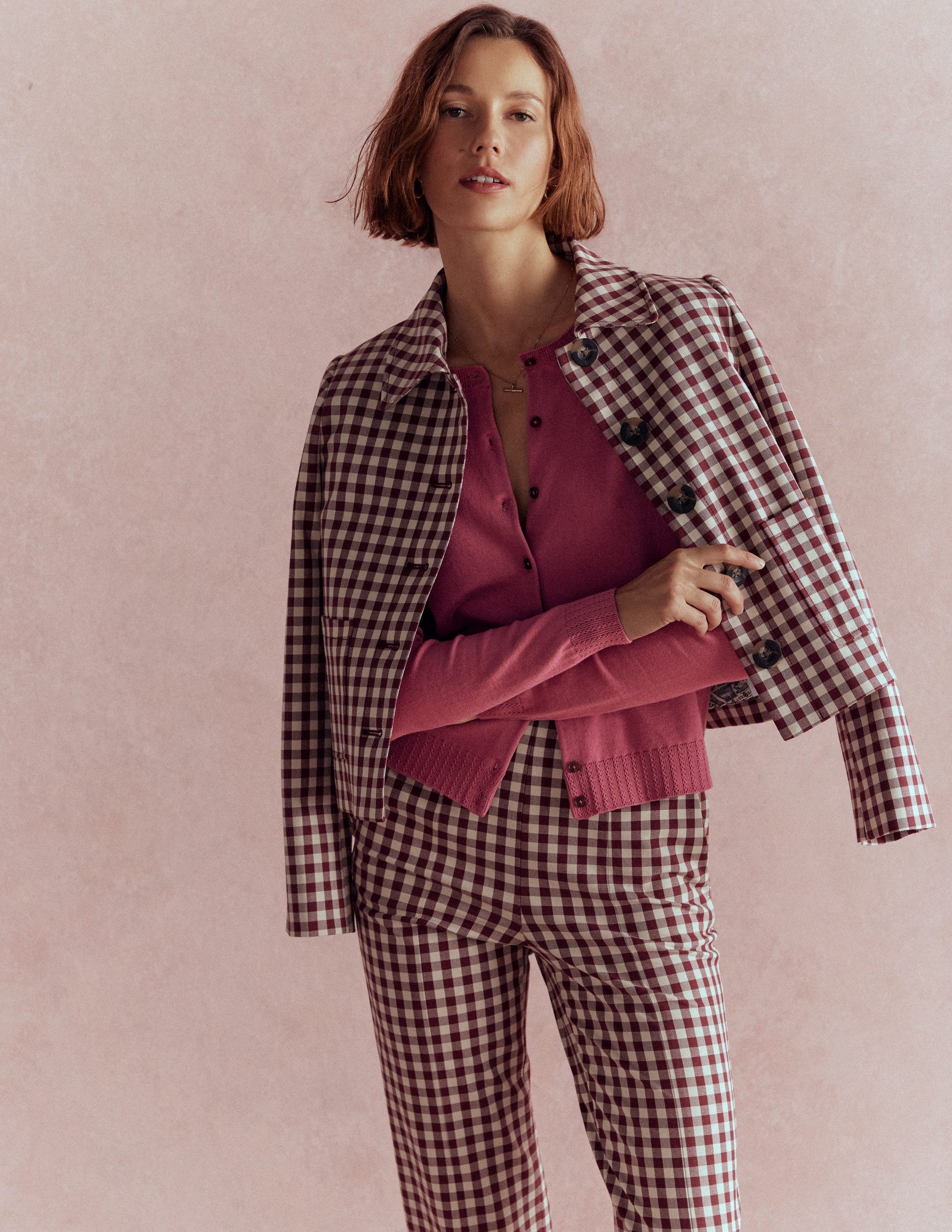 Emilia Cotton Crew Cardigan-Pink Heather-4