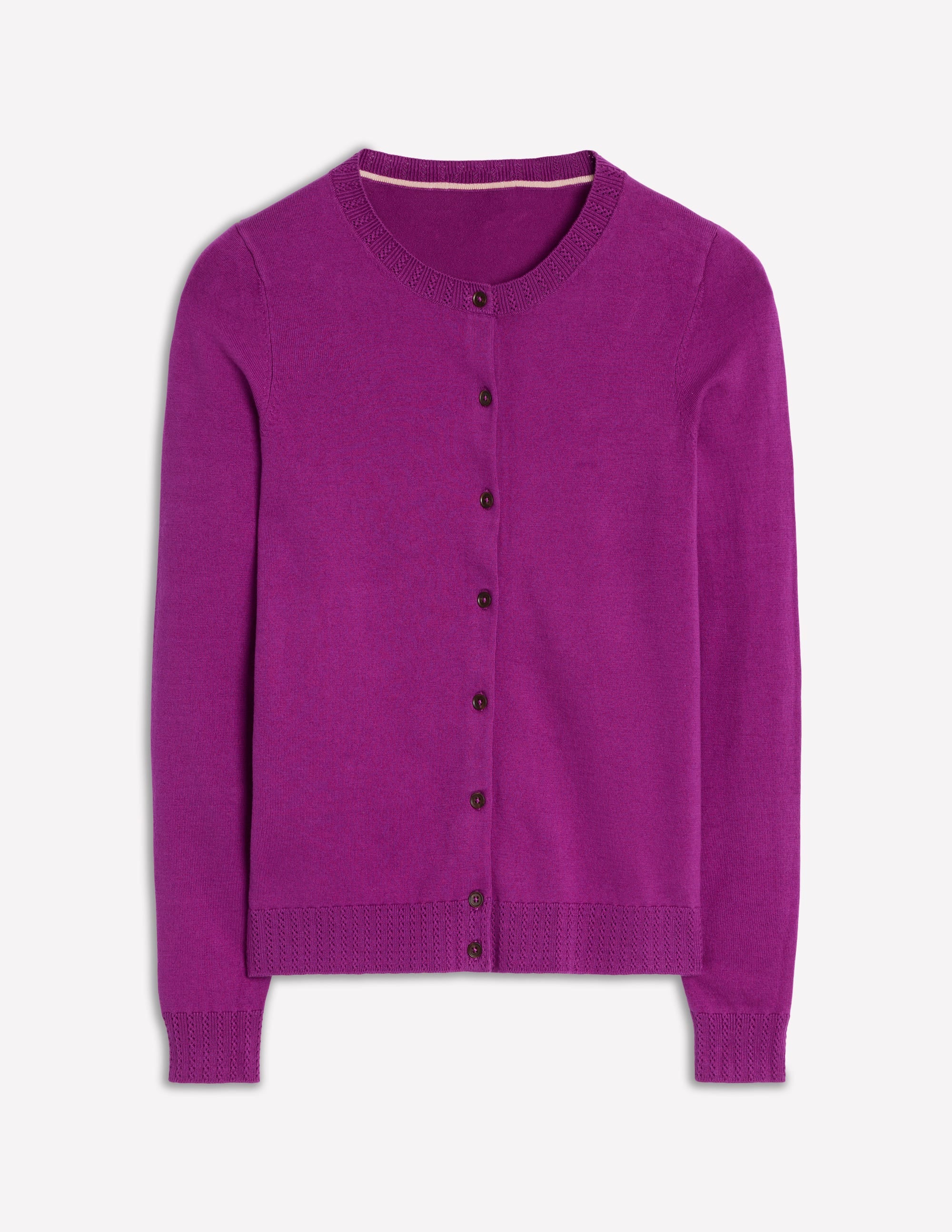 Emilia Cotton Crew Cardigan-Regal Purple | Boden UK