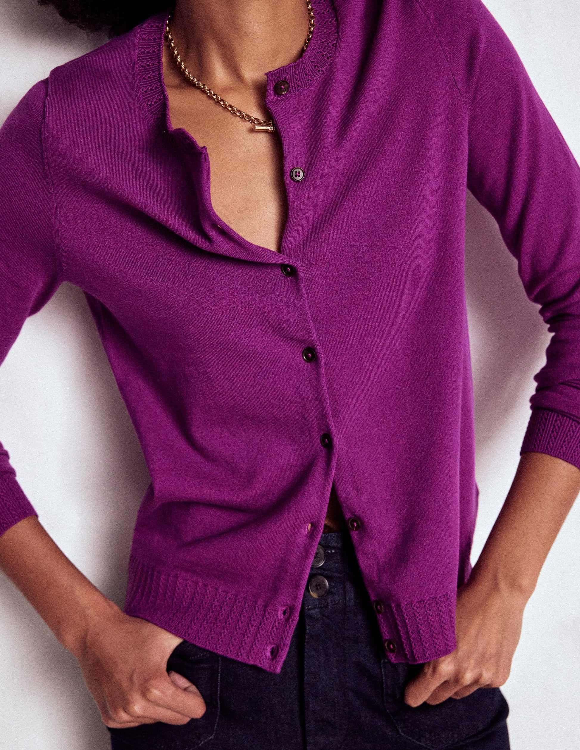 Emilia Cotton Crew Cardigan-Regal Purple-2