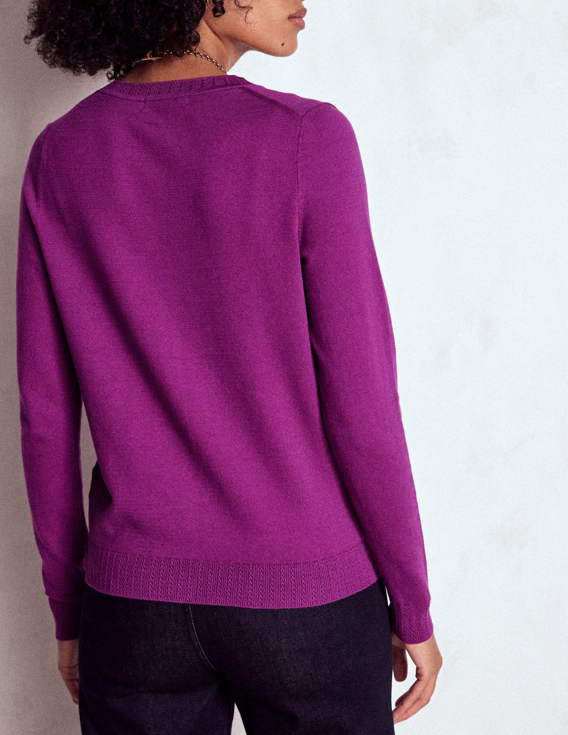 Emilia Cotton Crew Cardigan-Regal Purple-3