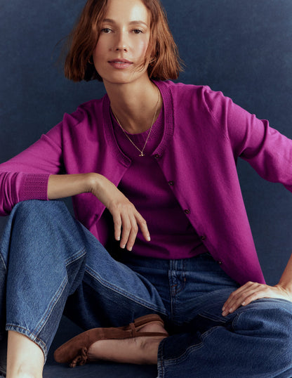 Emilia Cotton Crew Cardigan-Regal Purple-5