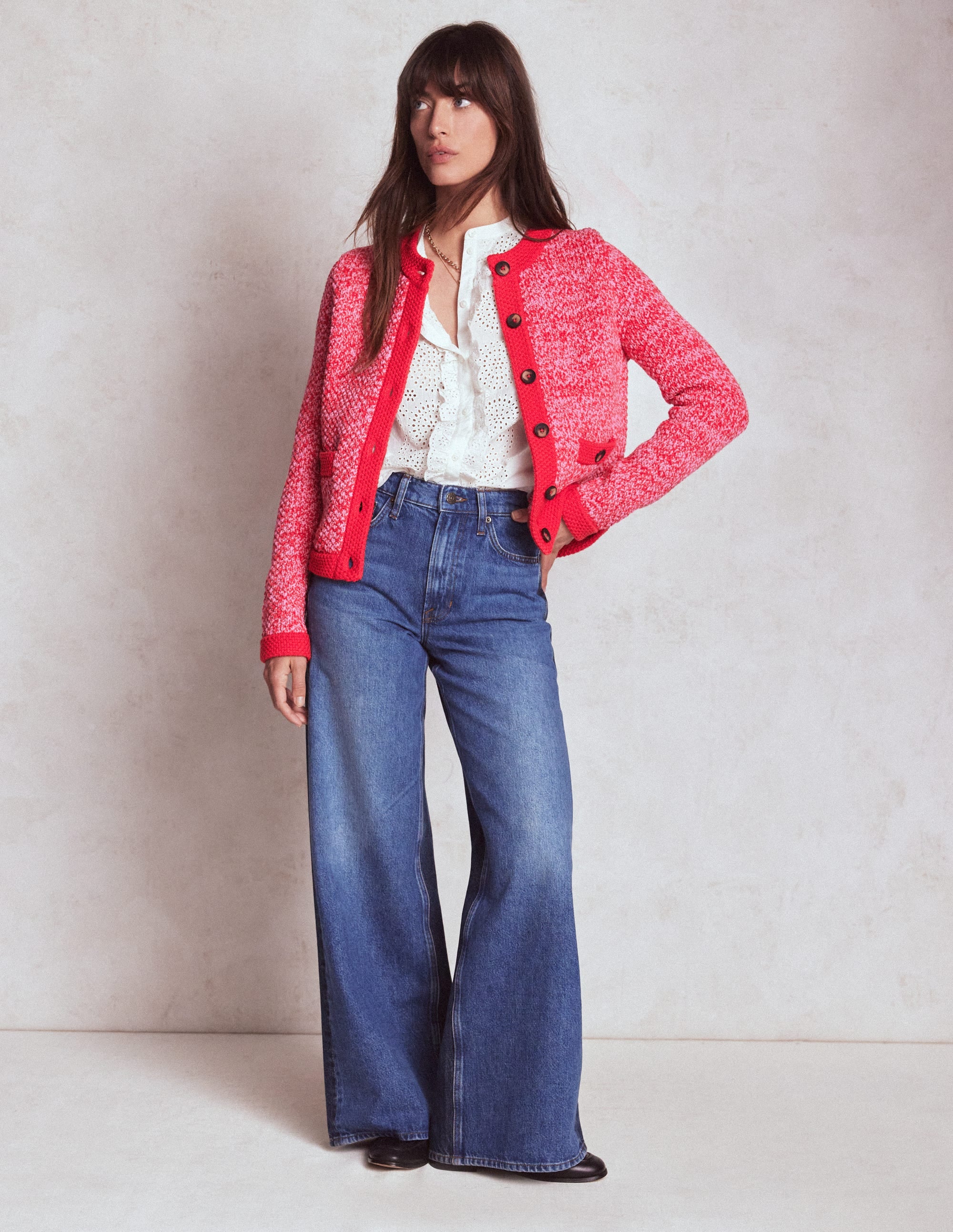 Libby Knitted Jacket-Pink Ribbon/ Poppy Red - Image 4