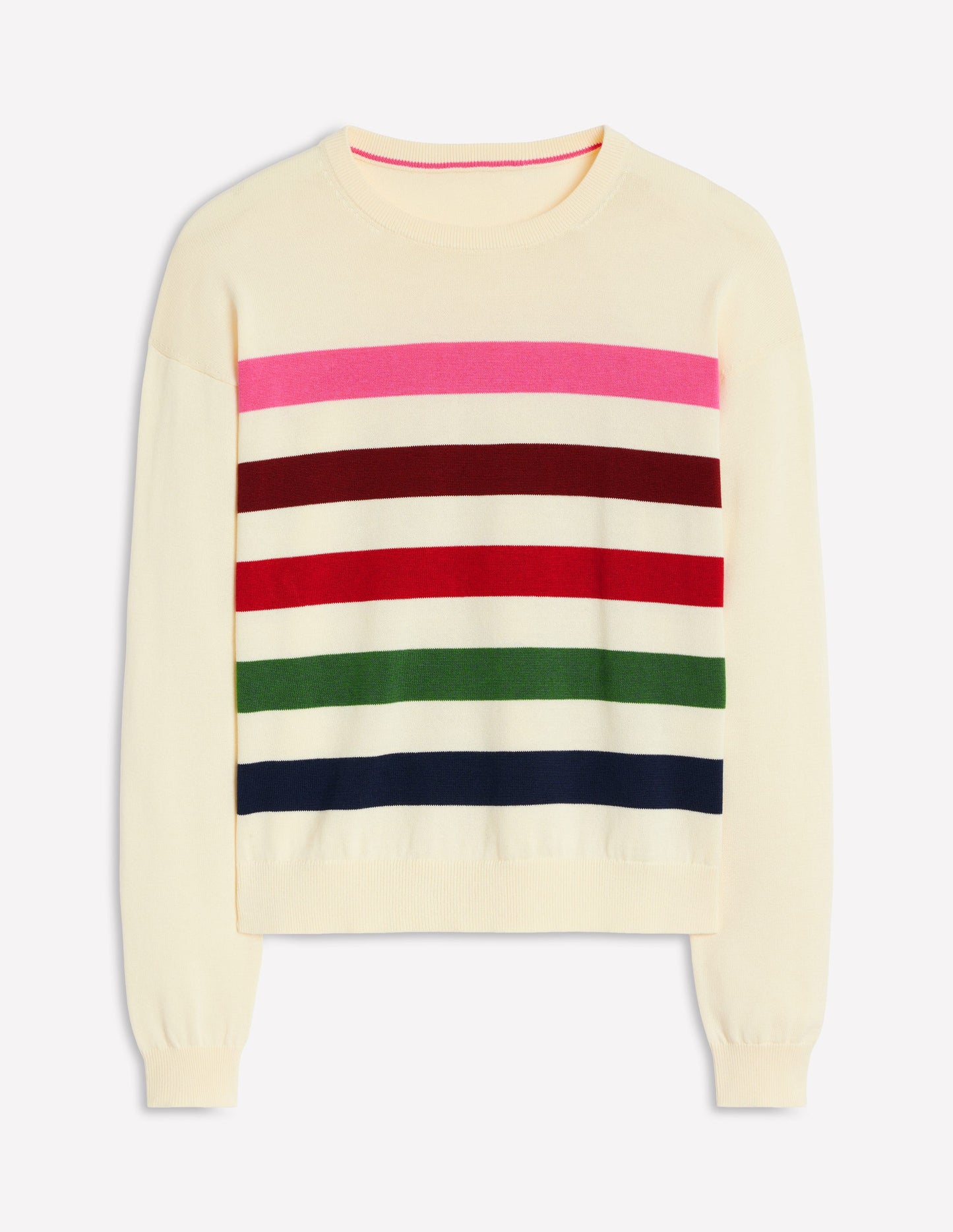 Lara Relaxed Cotton Jumper-Ivory, Multi Stripe