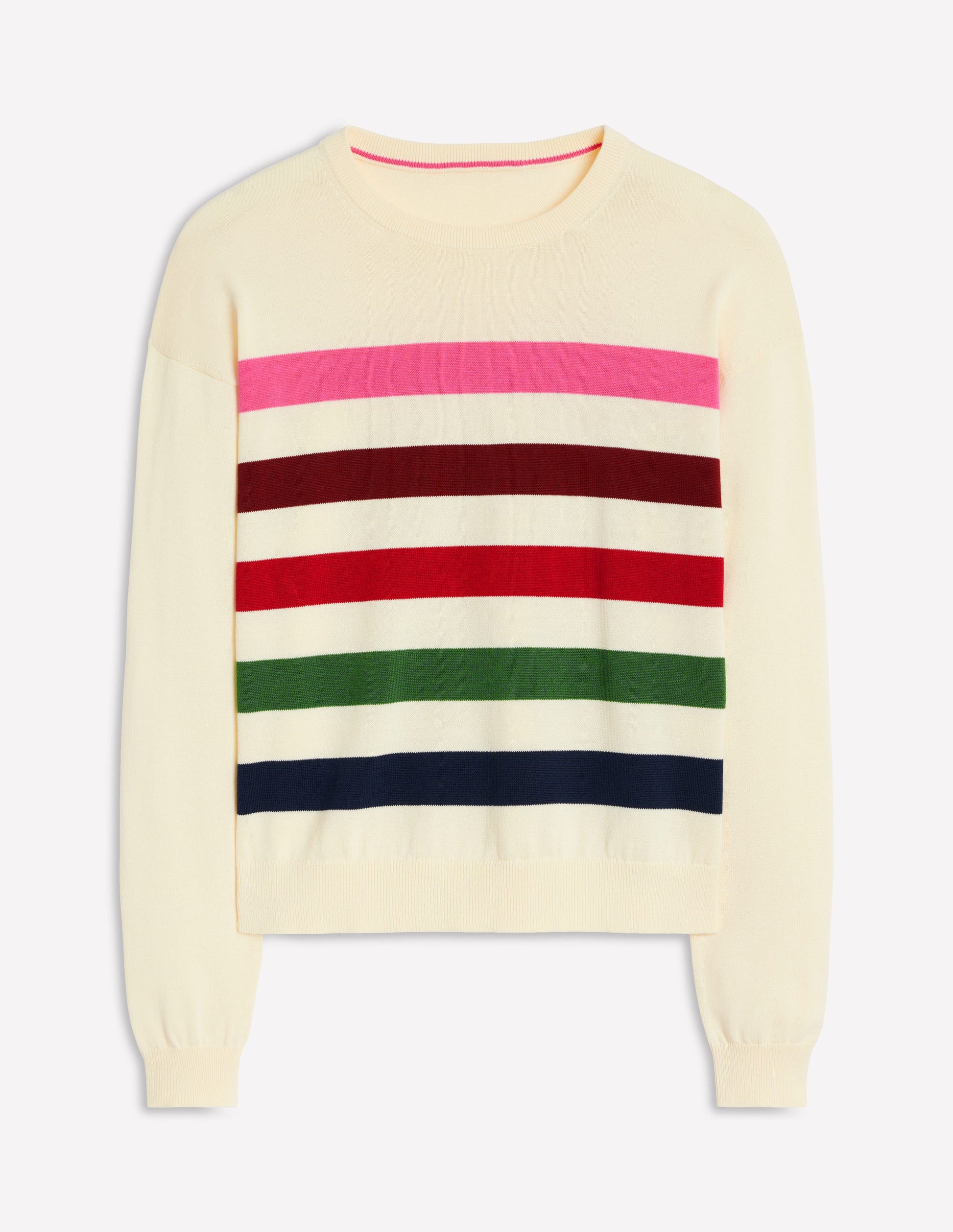 Lara Relaxed Cotton Jumper-Ivory, Multi Stripe-6