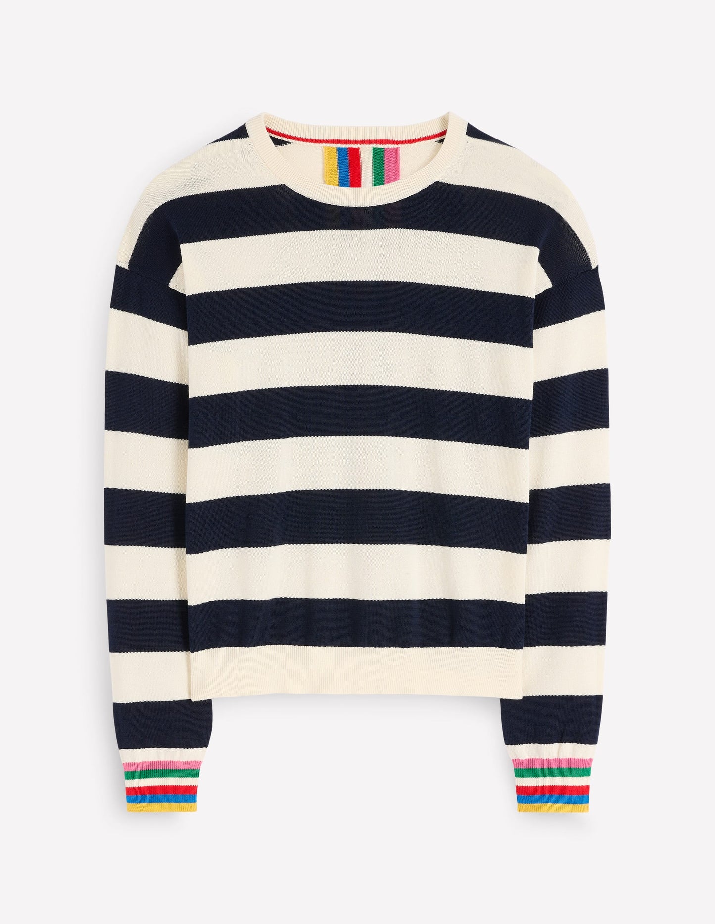 Lara Relaxed Cotton Jumper-Navy, Ivory Stripe